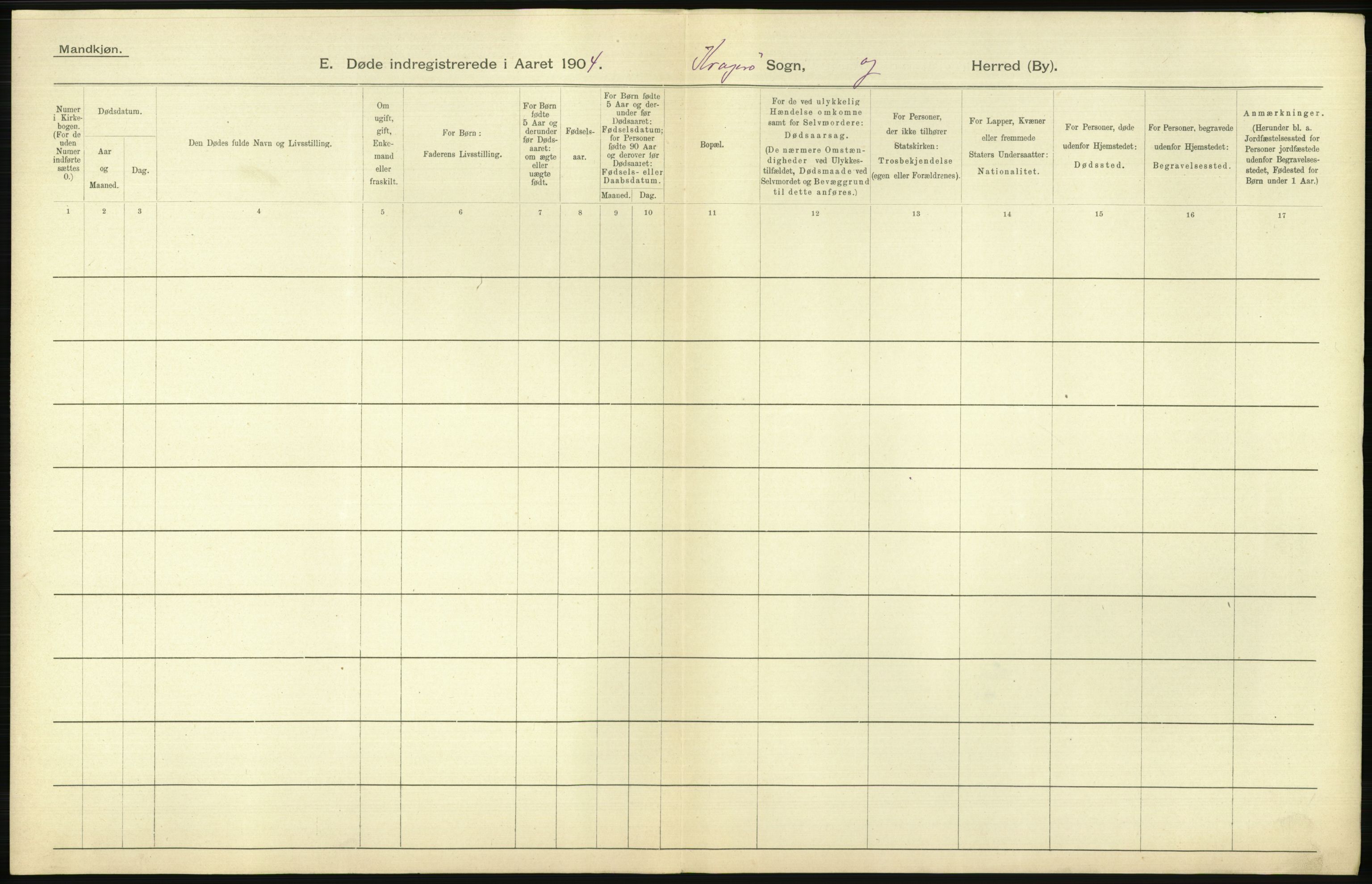 Statistisk sentralbyrå, Sosiodemografiske emner, Befolkning, AV/RA-S-2228/D/Df/Dfa/Dfab/L0009: Bratsberg amt: Fødte, gifte, døde, 1904, p. 756