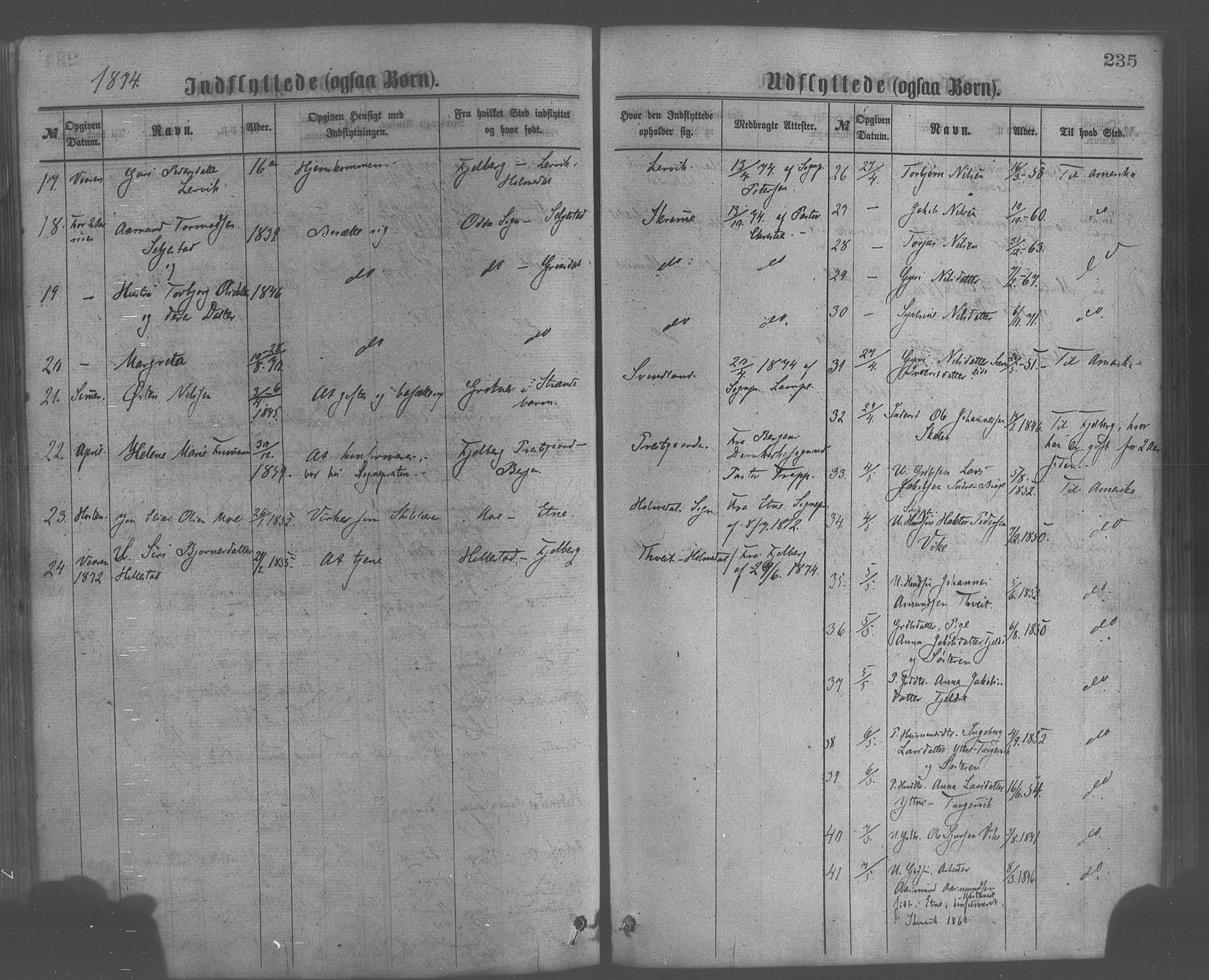 Skånevik sokneprestembete, AV/SAB-A-77801/H/Haa: Parish register (official) no. A 6, 1869-1878, p. 235