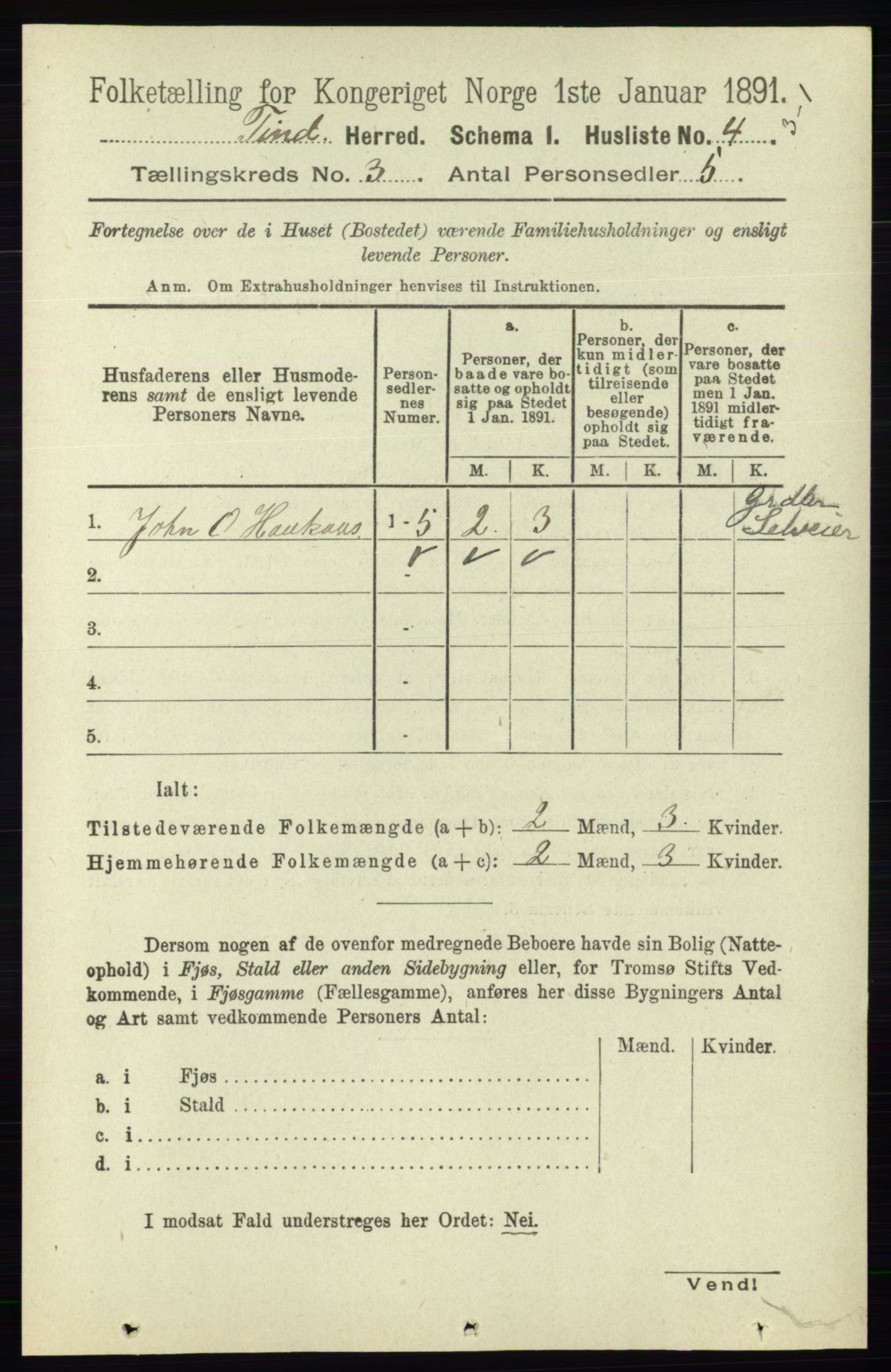 RA, 1891 census for 0826 Tinn, 1891, p. 473