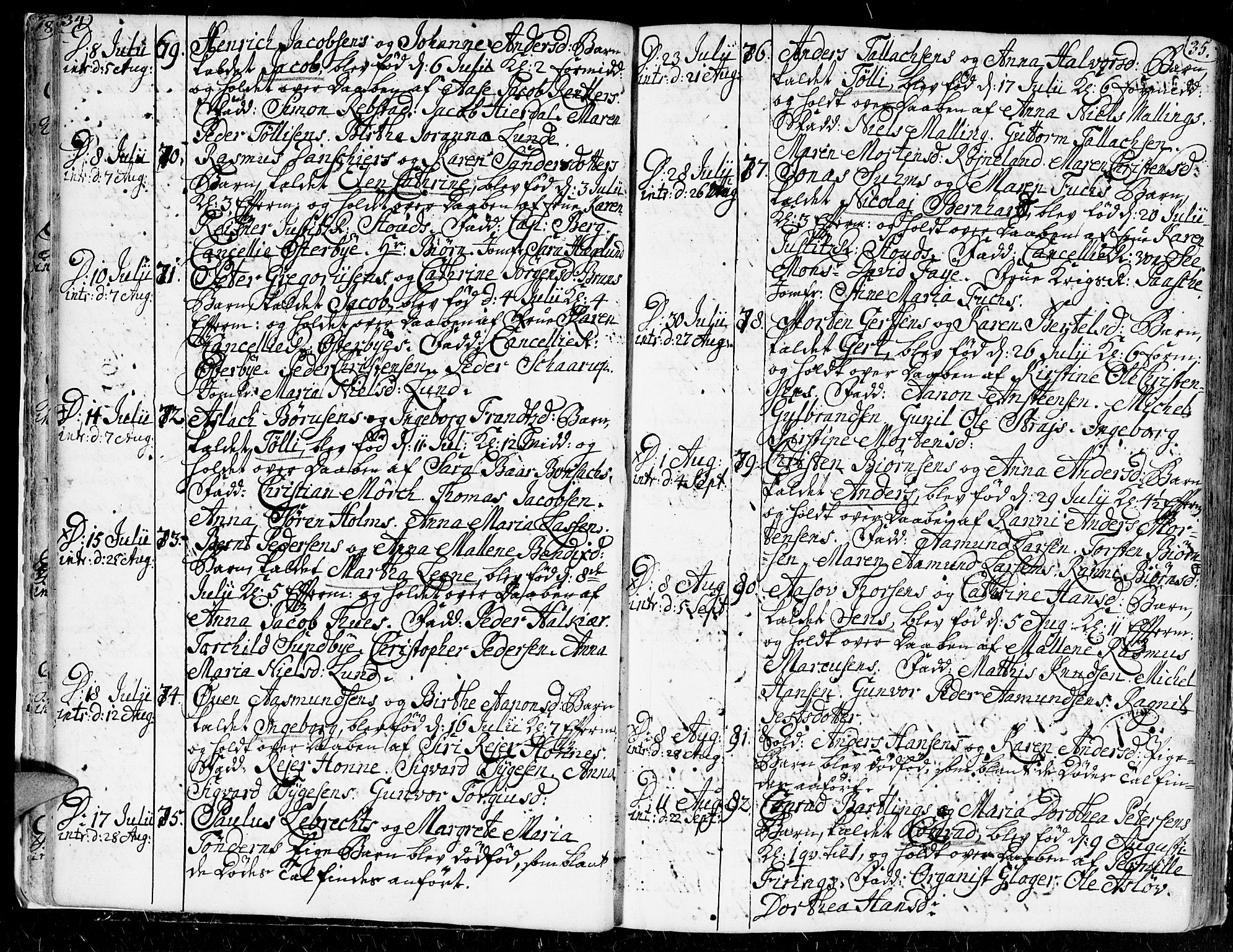 Kristiansand domprosti, SAK/1112-0006/F/Fa/L0002: Parish register (official) no. A 2, 1755-1778, p. 34-35