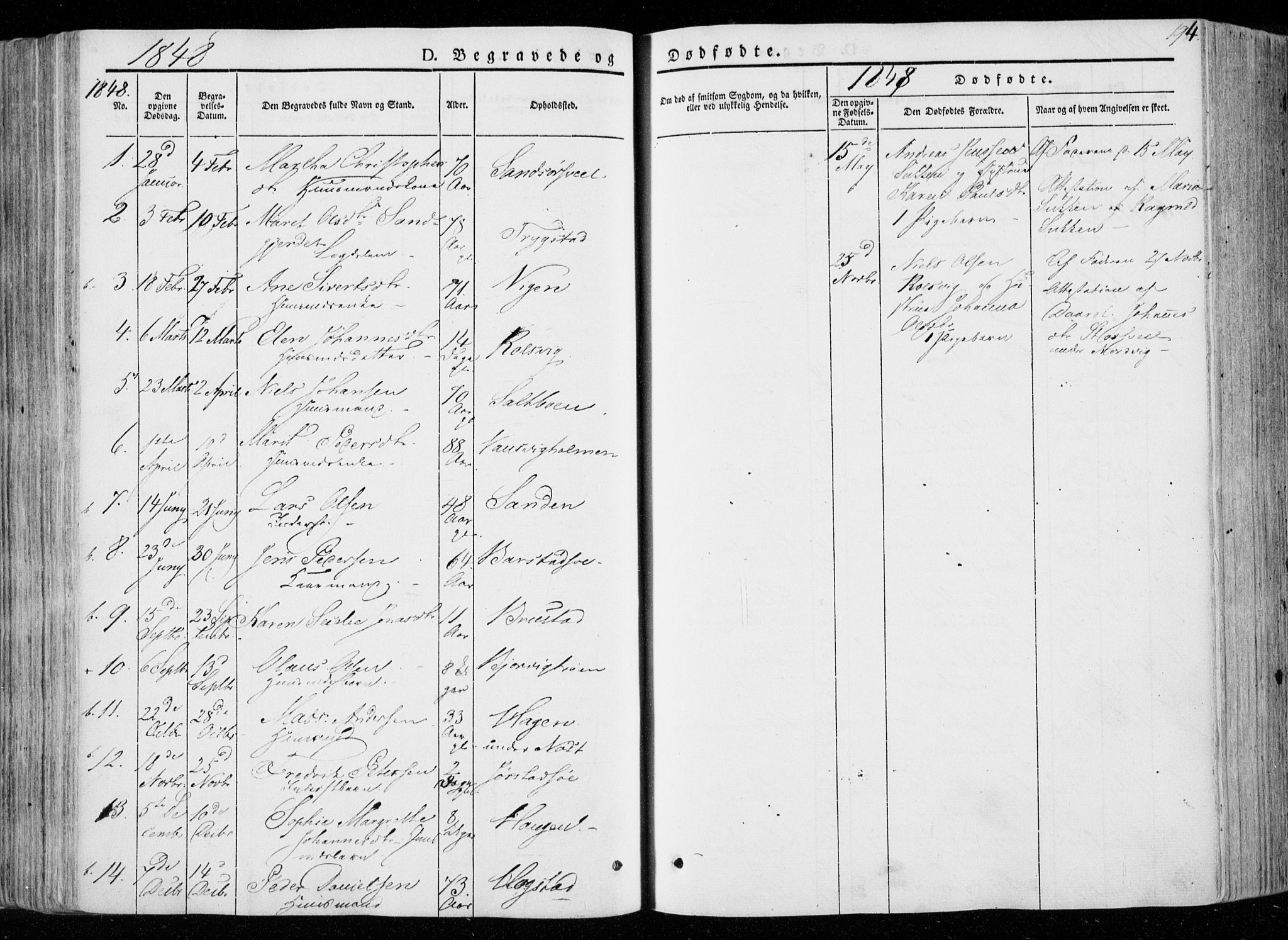Ministerialprotokoller, klokkerbøker og fødselsregistre - Nord-Trøndelag, SAT/A-1458/722/L0218: Parish register (official) no. 722A05, 1843-1868, p. 194