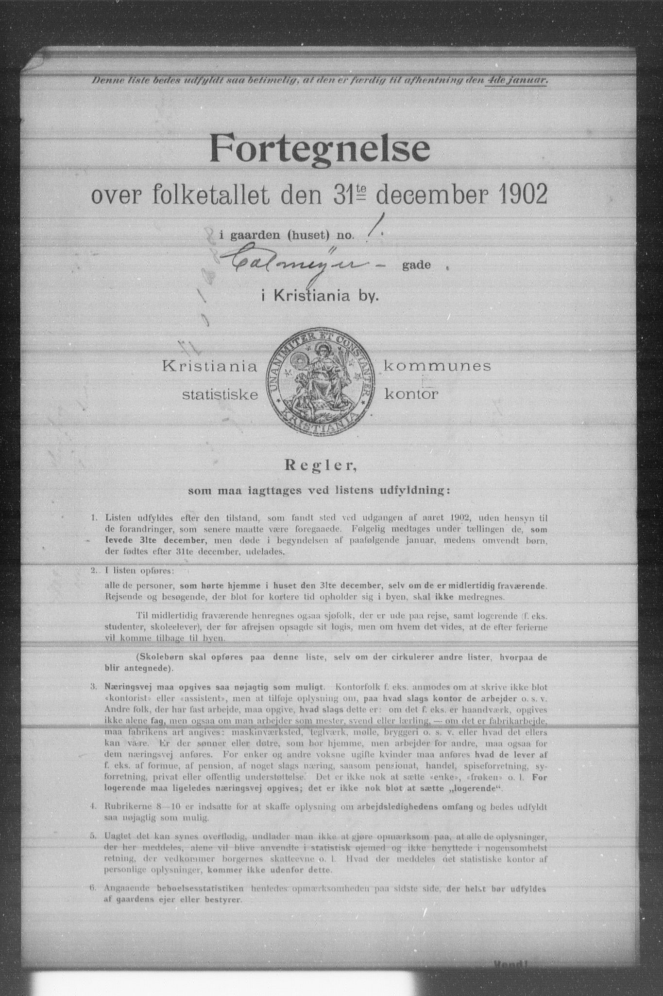 OBA, Municipal Census 1902 for Kristiania, 1902, p. 2284