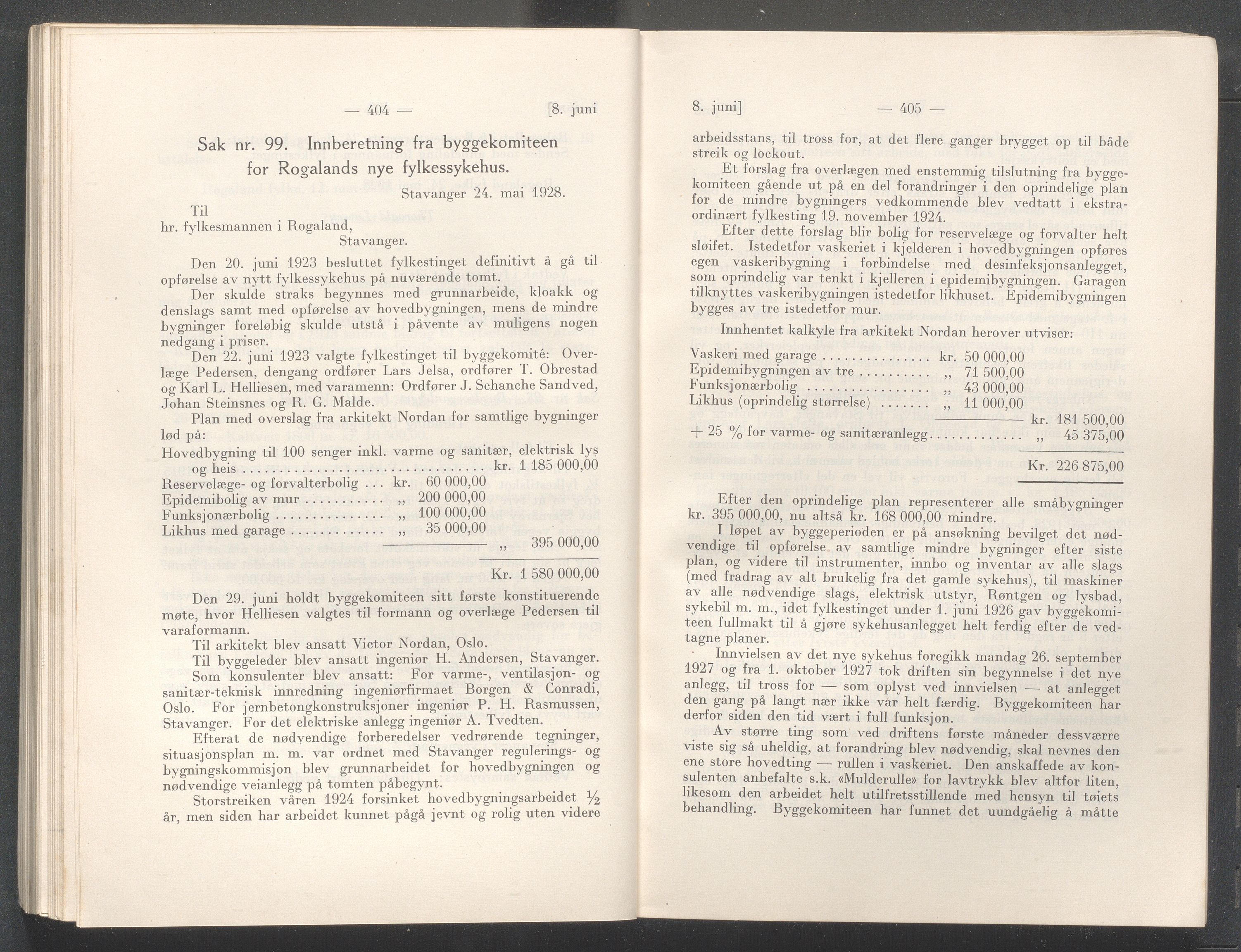 Rogaland fylkeskommune - Fylkesrådmannen , IKAR/A-900/A/Aa/Aaa/L0047: Møtebok , 1928, p. 404-405