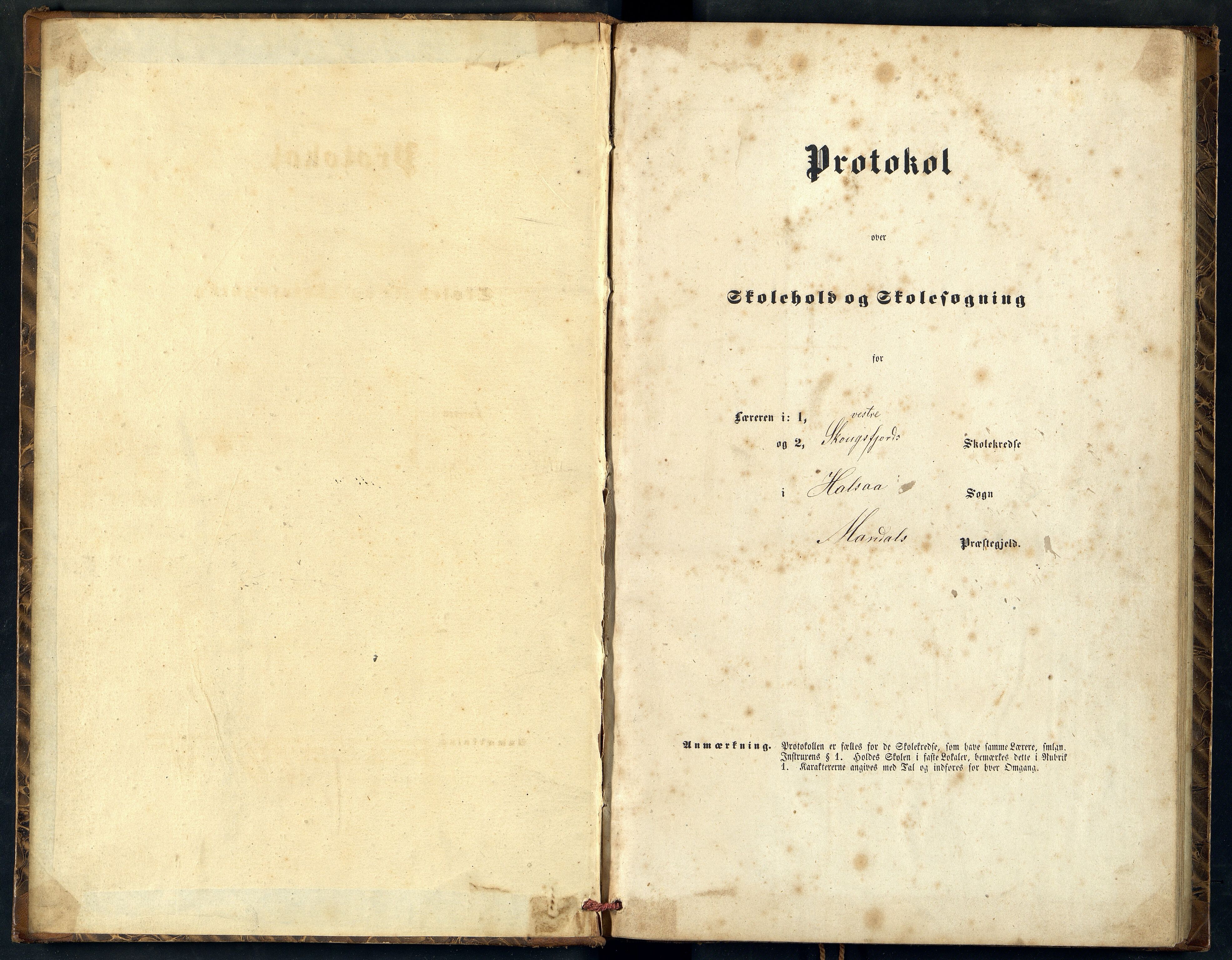 Halse og Harkmark kommune - Vestre Skogsfjord Skole, ARKSOR/1002HH554/H/L0001: Skoleprotokoll, 1863-1880