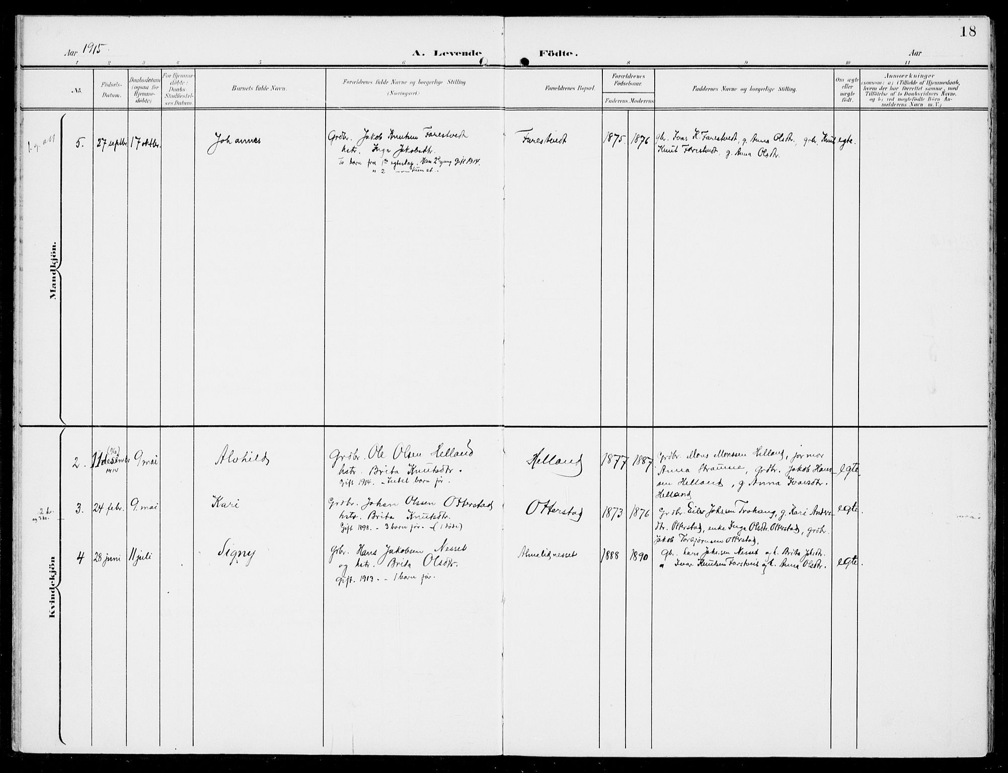 Hosanger sokneprestembete, SAB/A-75801/H/Haa: Parish register (official) no. C  2, 1901-1925, p. 18