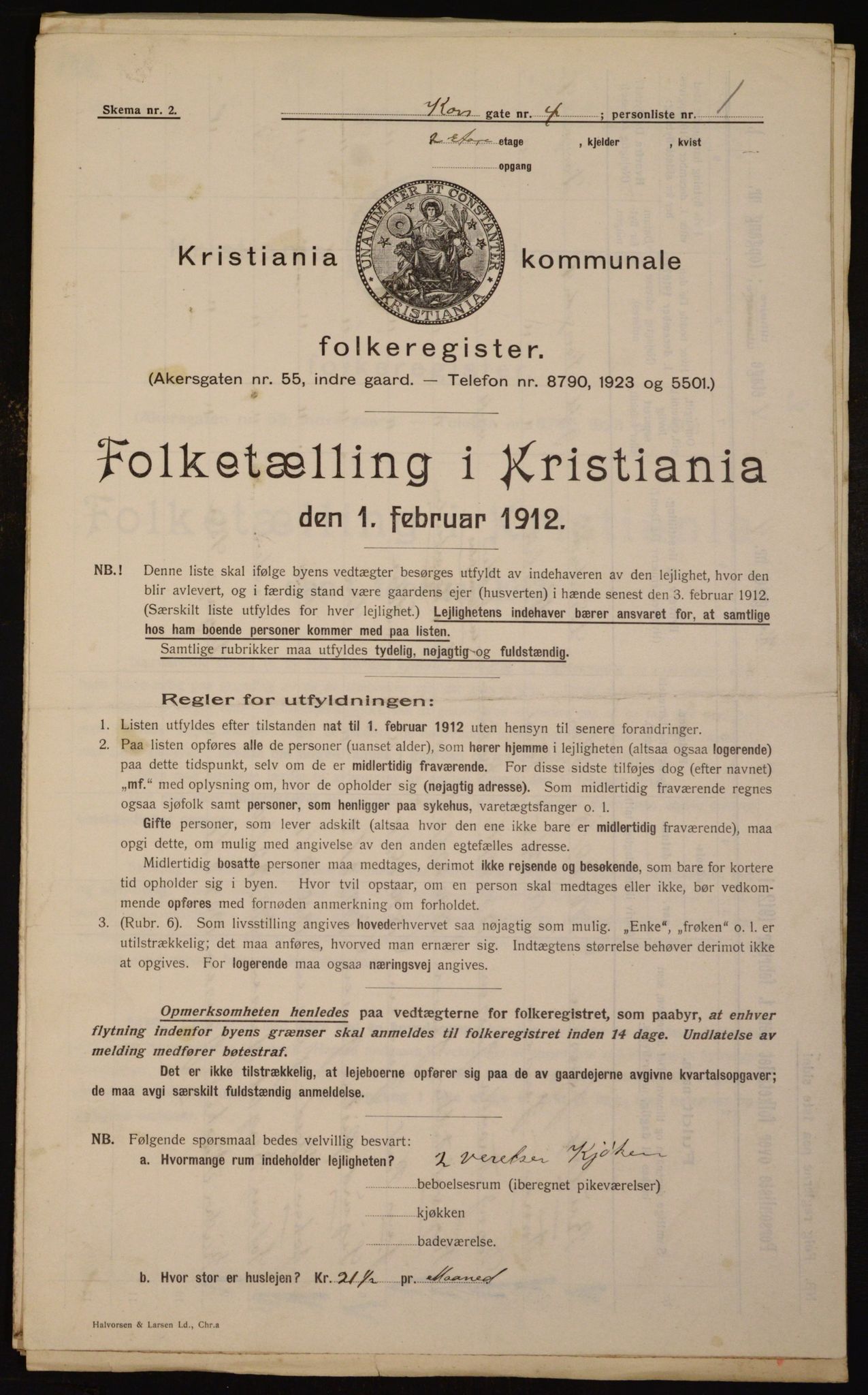 OBA, Municipal Census 1912 for Kristiania, 1912, p. 53697