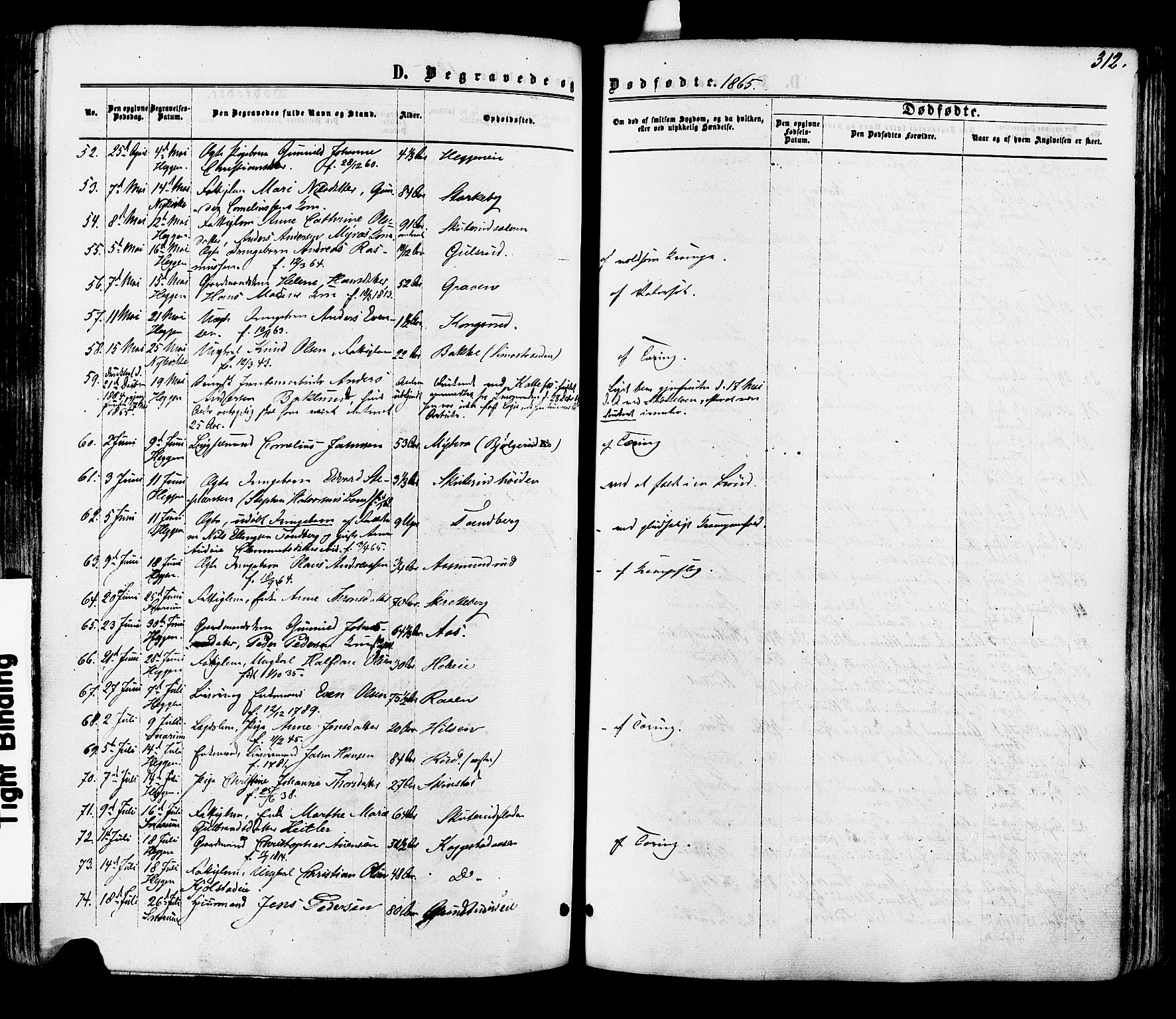 Modum kirkebøker, AV/SAKO-A-234/F/Fa/L0010: Parish register (official) no. 10, 1865-1876, p. 312