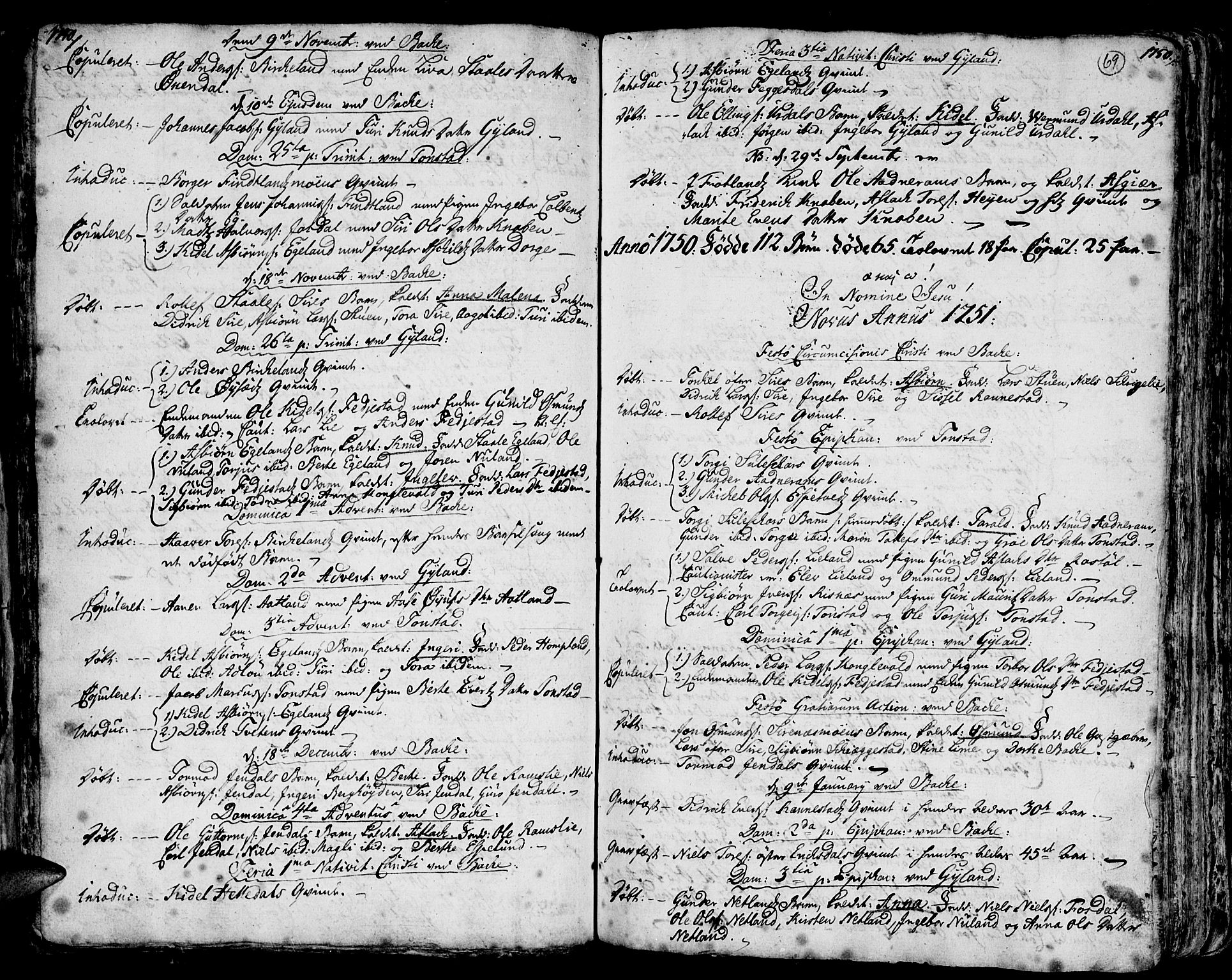 Bakke sokneprestkontor, SAK/1111-0002/F/Fa/Faa/L0001: Parish register (official) no. A 1, 1741-1780, p. 69