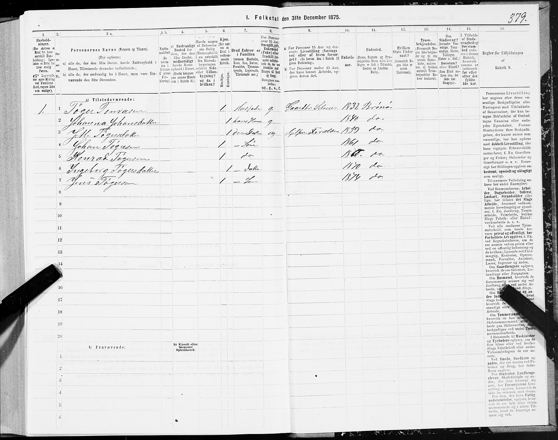 SAT, 1875 census for 1814P Brønnøy, 1875, p. 3379