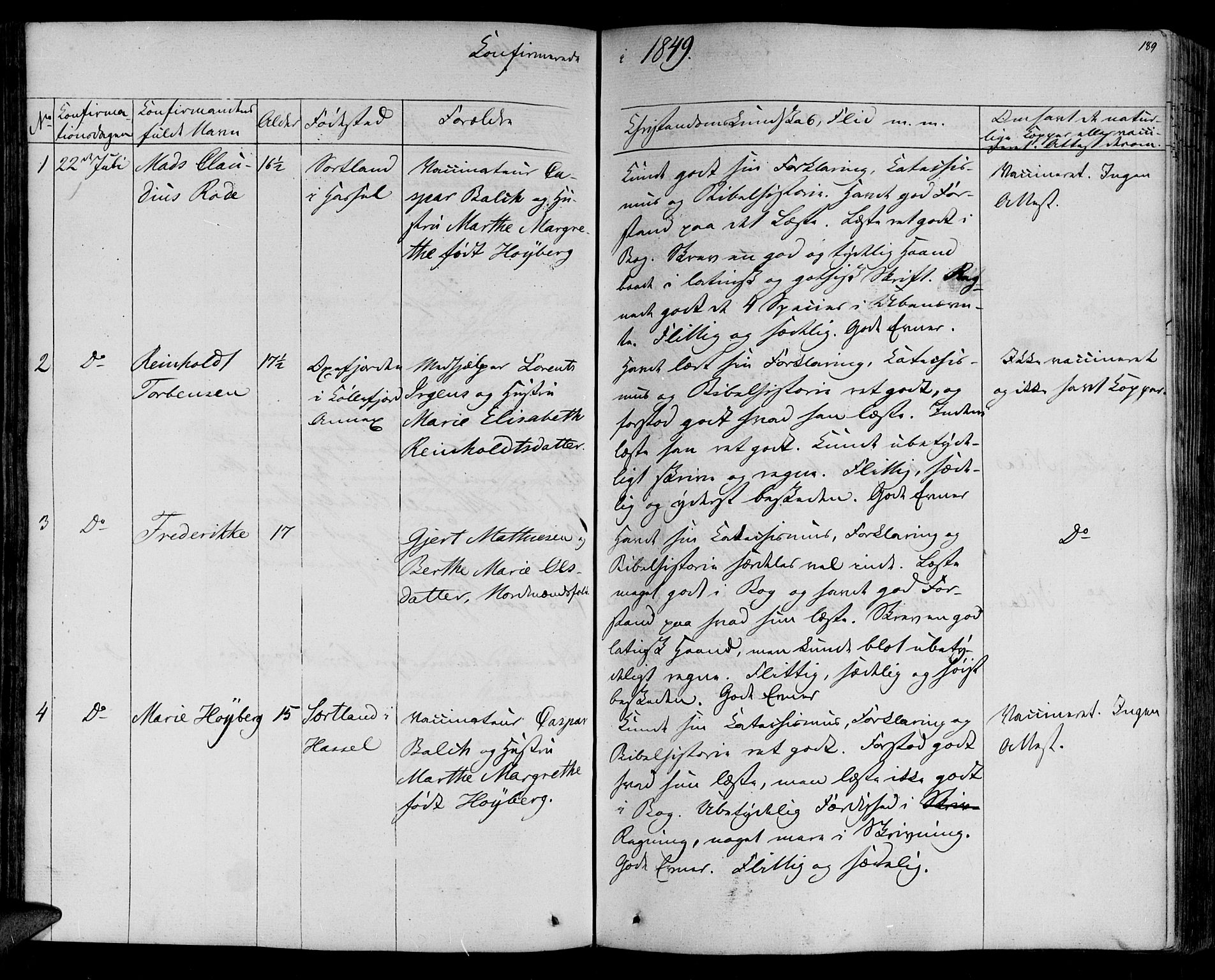 Lebesby sokneprestkontor, SATØ/S-1353/H/Ha/L0003kirke: Parish register (official) no. 3, 1833-1852, p. 189