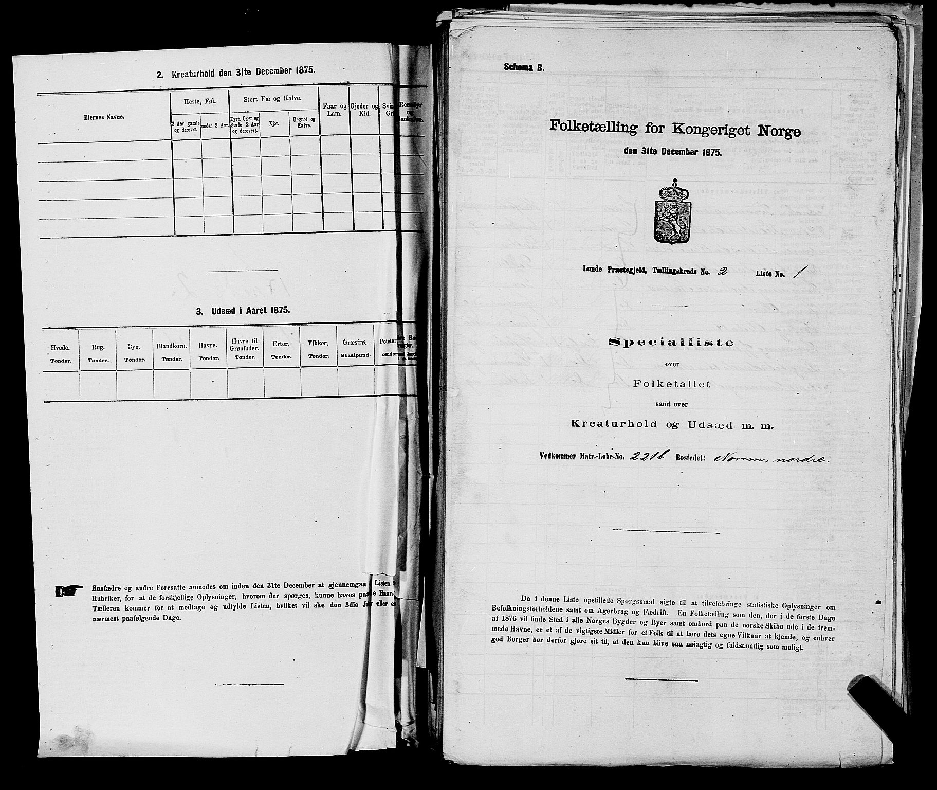 SAKO, 1875 census for 0820P Lunde, 1875, p. 157