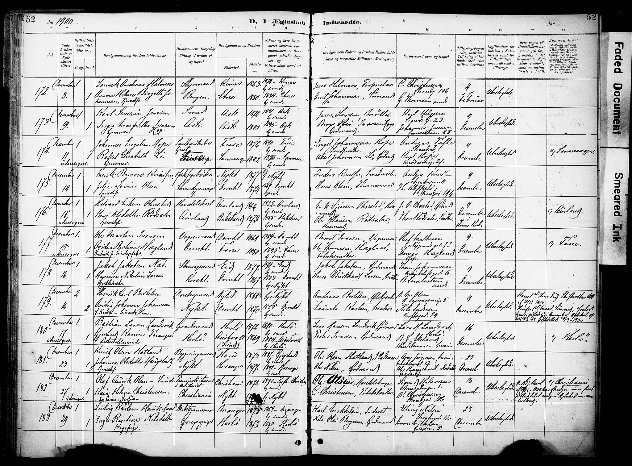 Nykirken Sokneprestembete, SAB/A-77101/H/Haa/L0034: Parish register (official) no. D 4, 1896-1905, p. 52