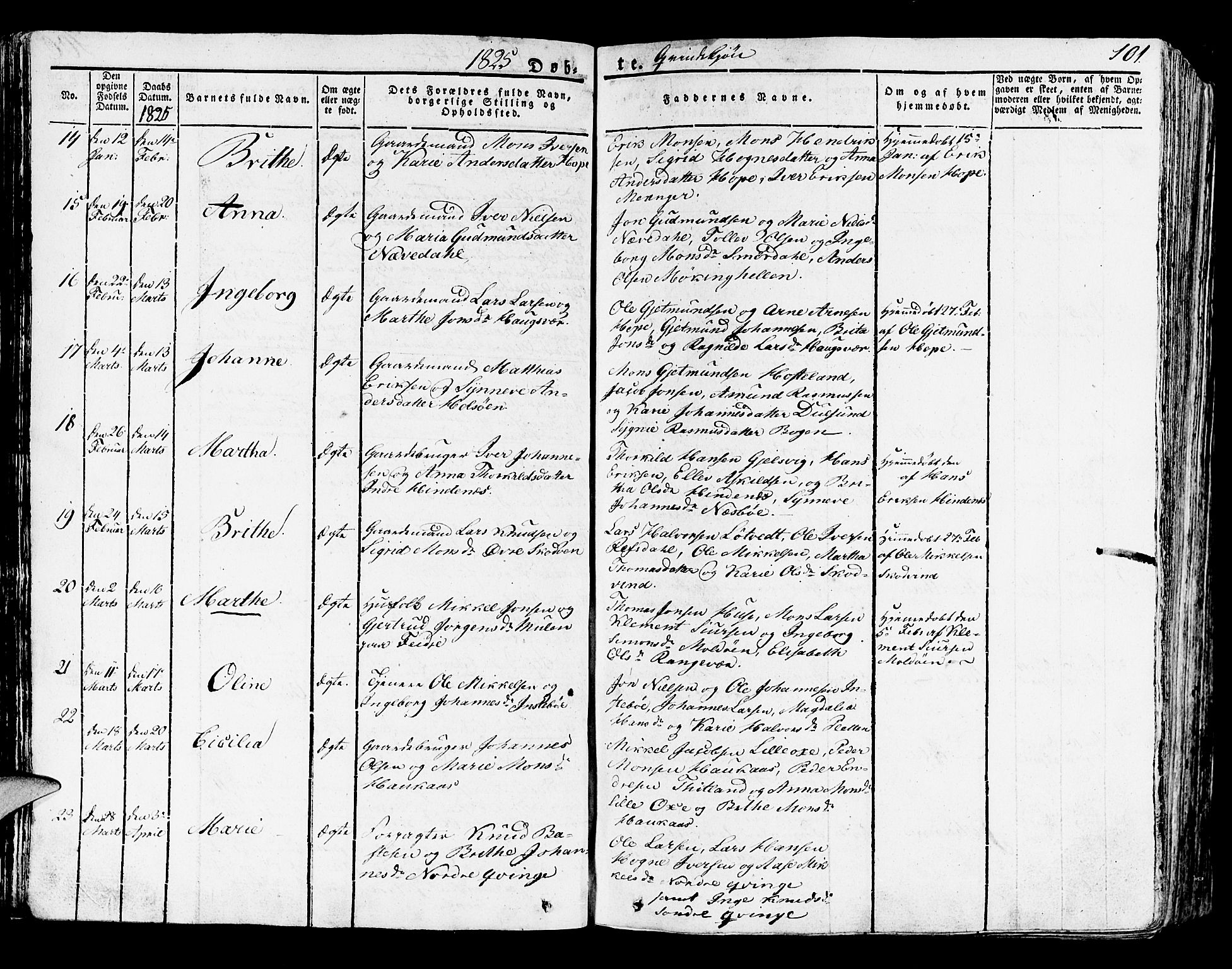 Lindås Sokneprestembete, SAB/A-76701/H/Haa: Parish register (official) no. A 8, 1823-1836, p. 101