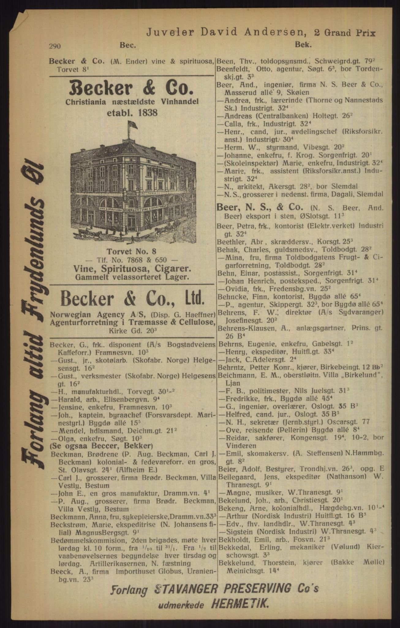 Kristiania/Oslo adressebok, PUBL/-, 1915, p. 290