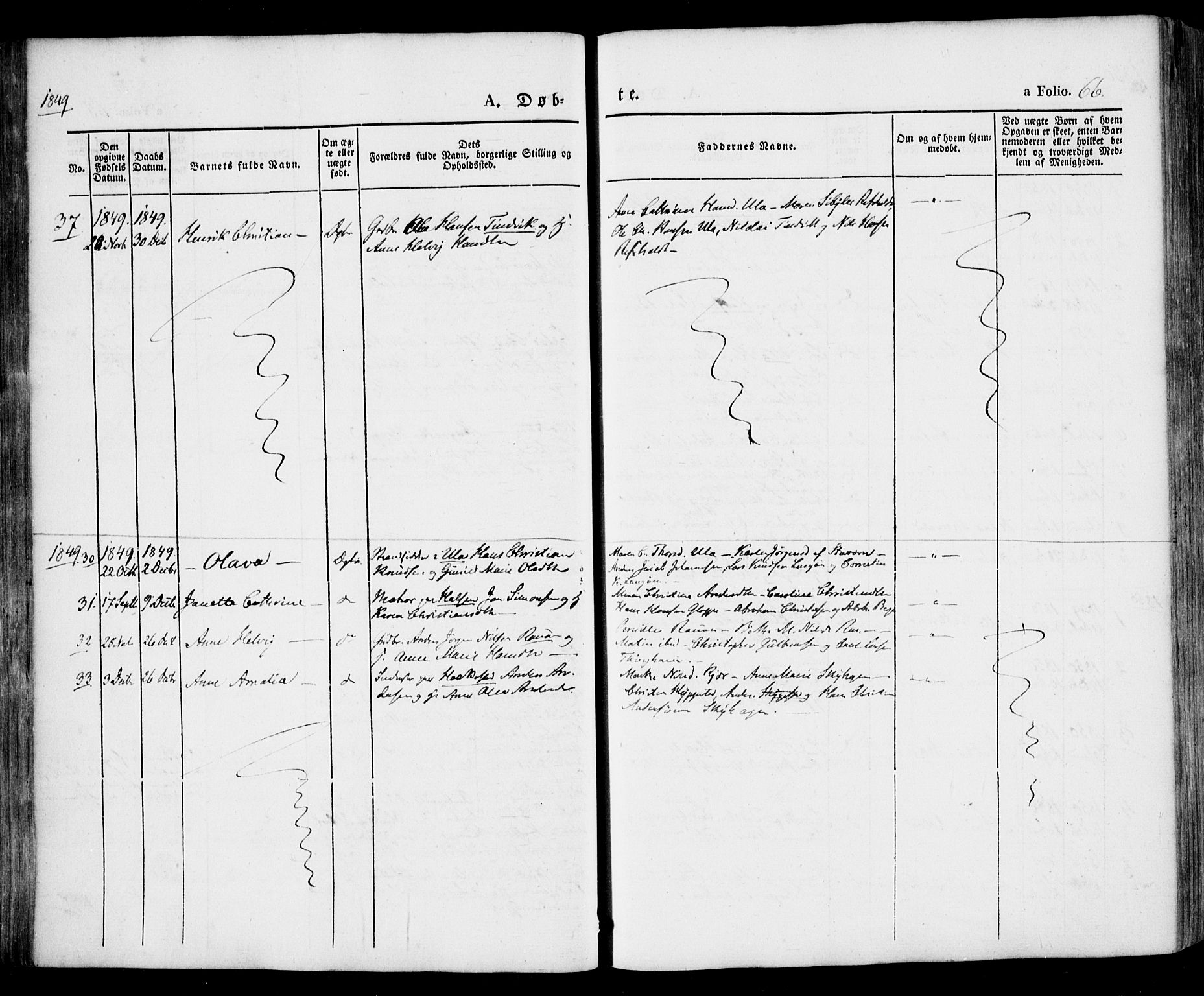 Tjølling kirkebøker, AV/SAKO-A-60/F/Fa/L0006: Parish register (official) no. 6, 1835-1859, p. 66