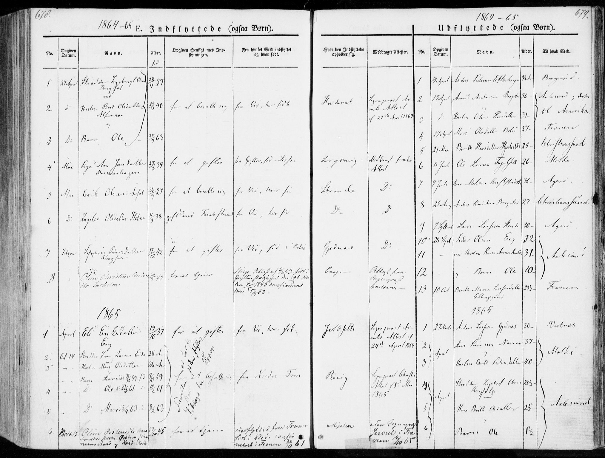 Ministerialprotokoller, klokkerbøker og fødselsregistre - Møre og Romsdal, SAT/A-1454/555/L0653: Parish register (official) no. 555A04, 1843-1869, p. 678-679