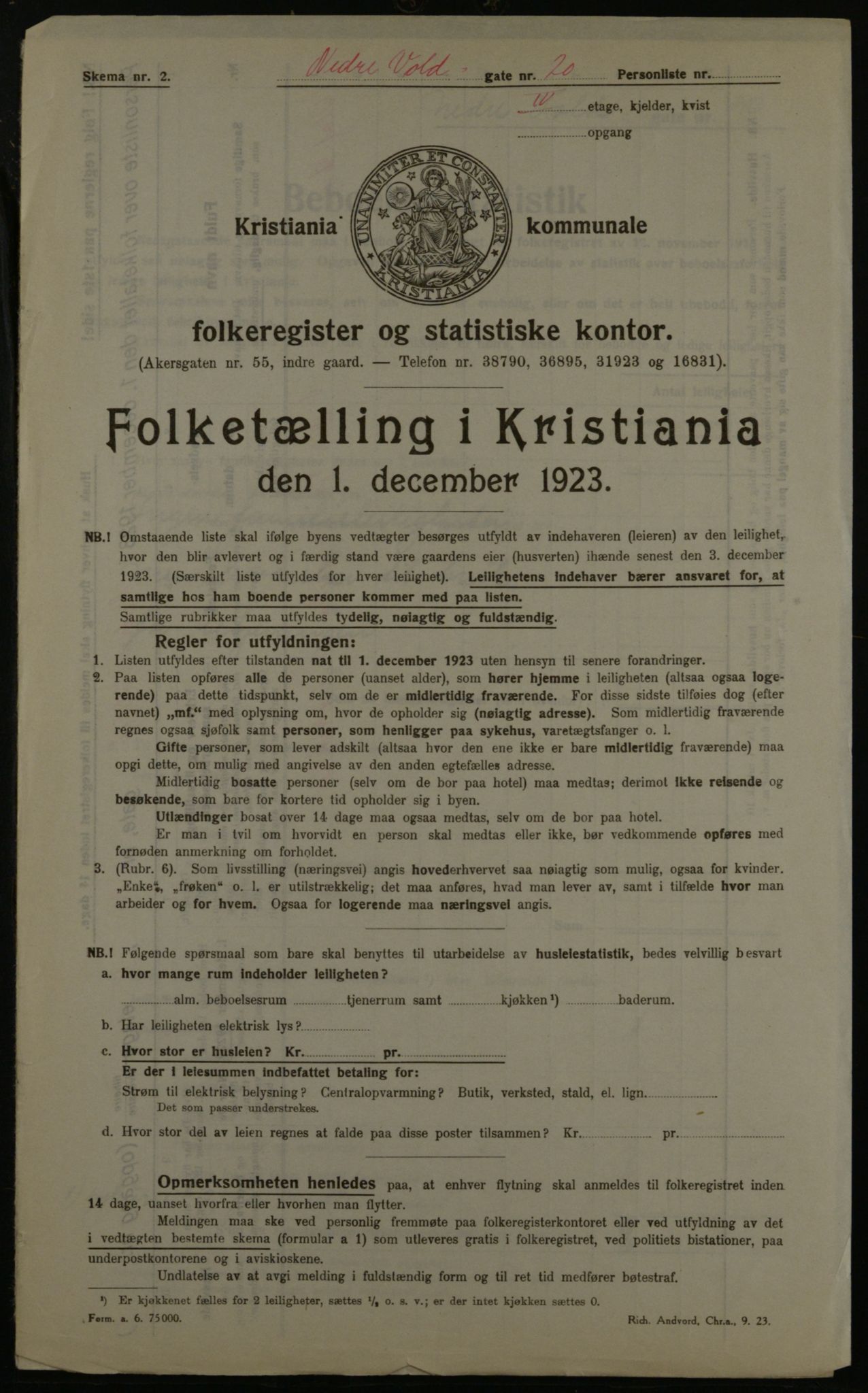 OBA, Municipal Census 1923 for Kristiania, 1923, p. 76648