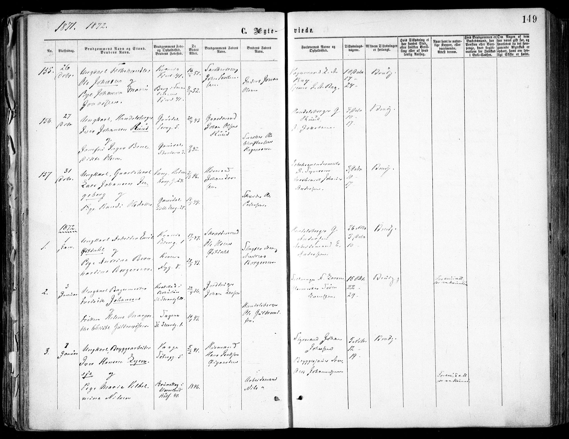 Oslo domkirke Kirkebøker, SAO/A-10752/F/Fa/L0021: Parish register (official) no. 21, 1865-1884, p. 149