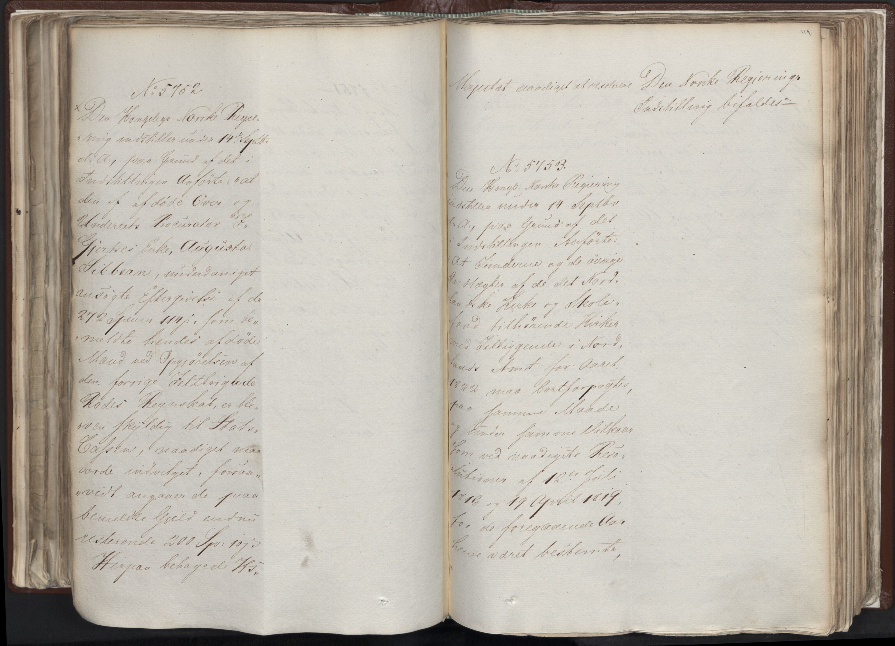 Statsrådssekretariatet, AV/RA-S-1001/A/Ab/L0012: Kgl. res. nr. 5679-6008 II, 1821, p. 118b-119a