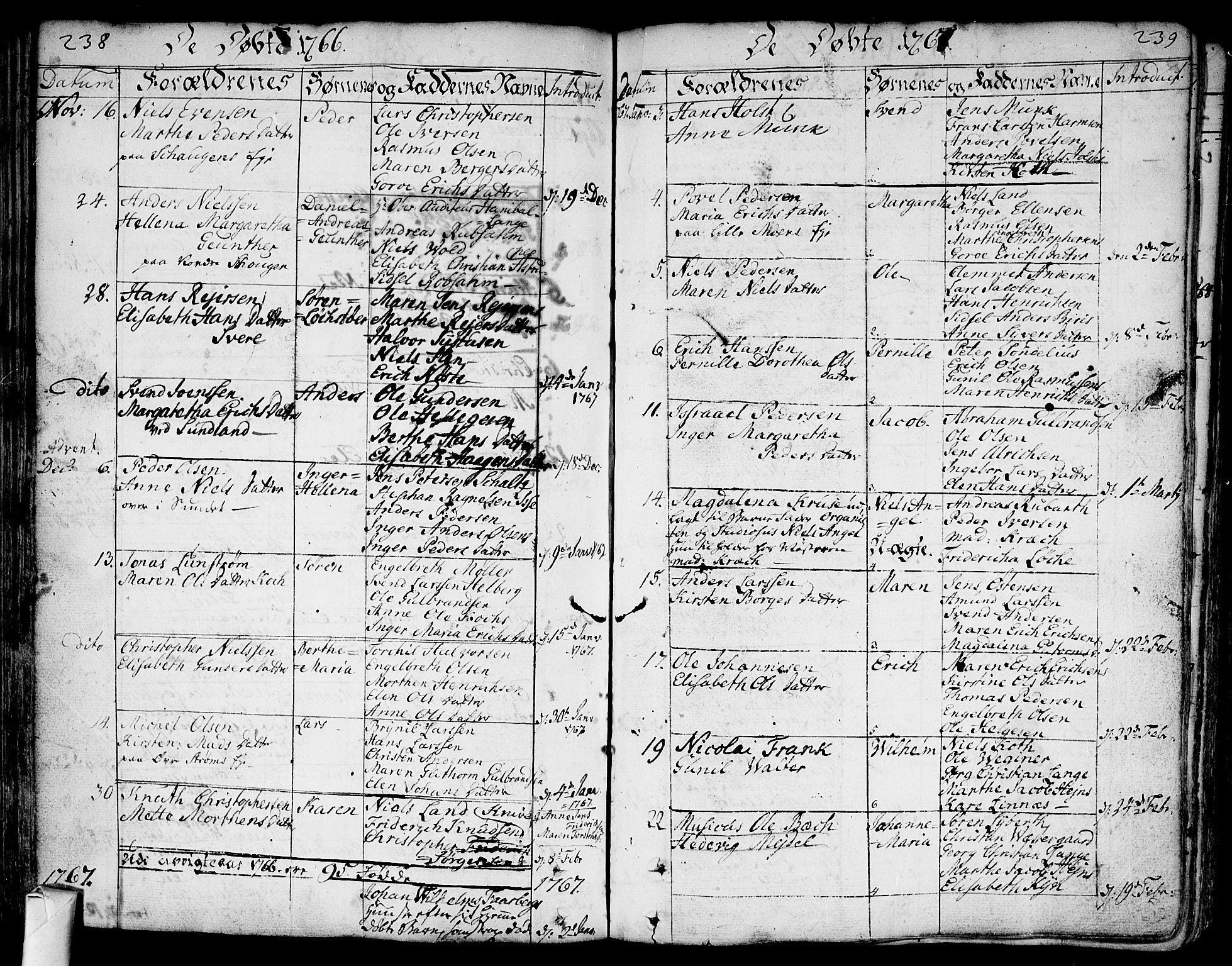 Bragernes kirkebøker, SAKO/A-6/F/Fa/L0005: Parish register (official) no. I 5, 1759-1781, p. 238-239