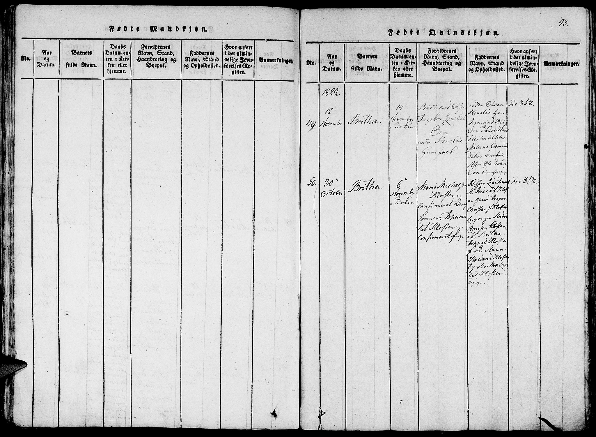 Fjelberg sokneprestembete, AV/SAB-A-75201/H/Haa: Parish register (official) no. A 4, 1816-1822, p. 93