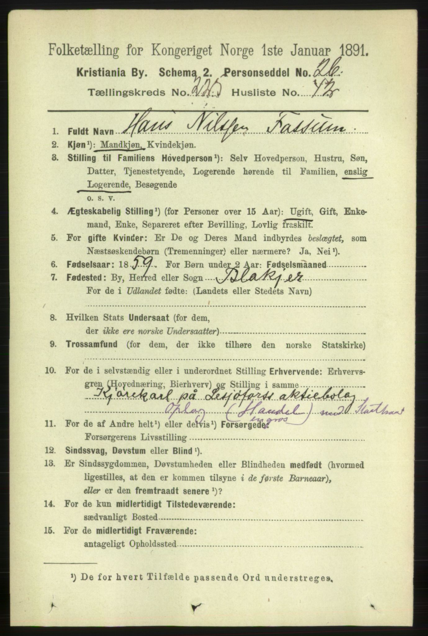 RA, 1891 census for 0301 Kristiania, 1891, p. 137370