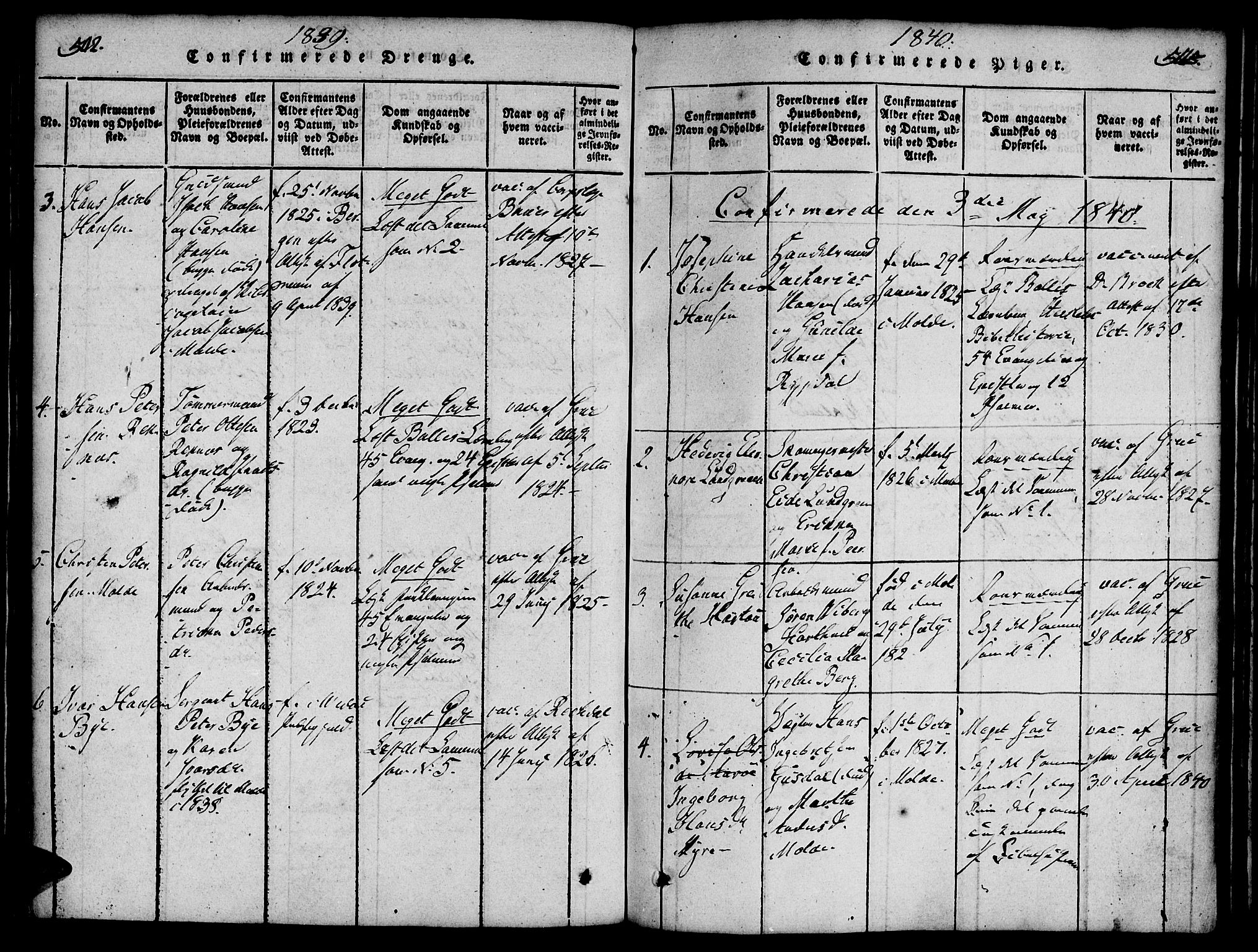 Ministerialprotokoller, klokkerbøker og fødselsregistre - Møre og Romsdal, SAT/A-1454/558/L0688: Parish register (official) no. 558A02, 1818-1843, p. 542-543