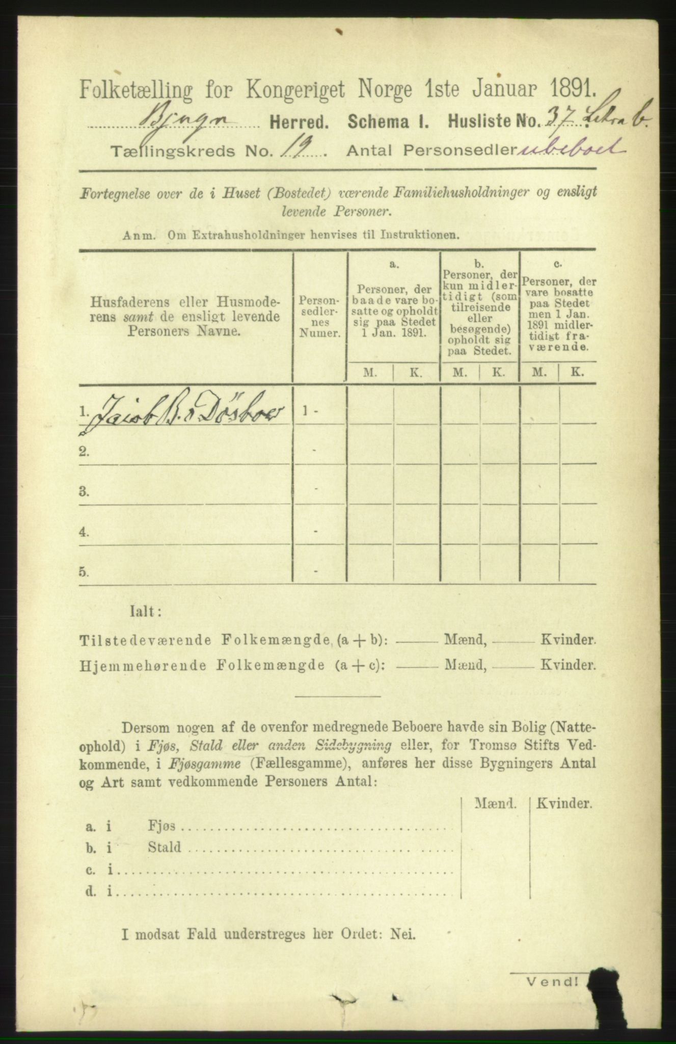 RA, 1891 census for 1627 Bjugn, 1891, p. 5088