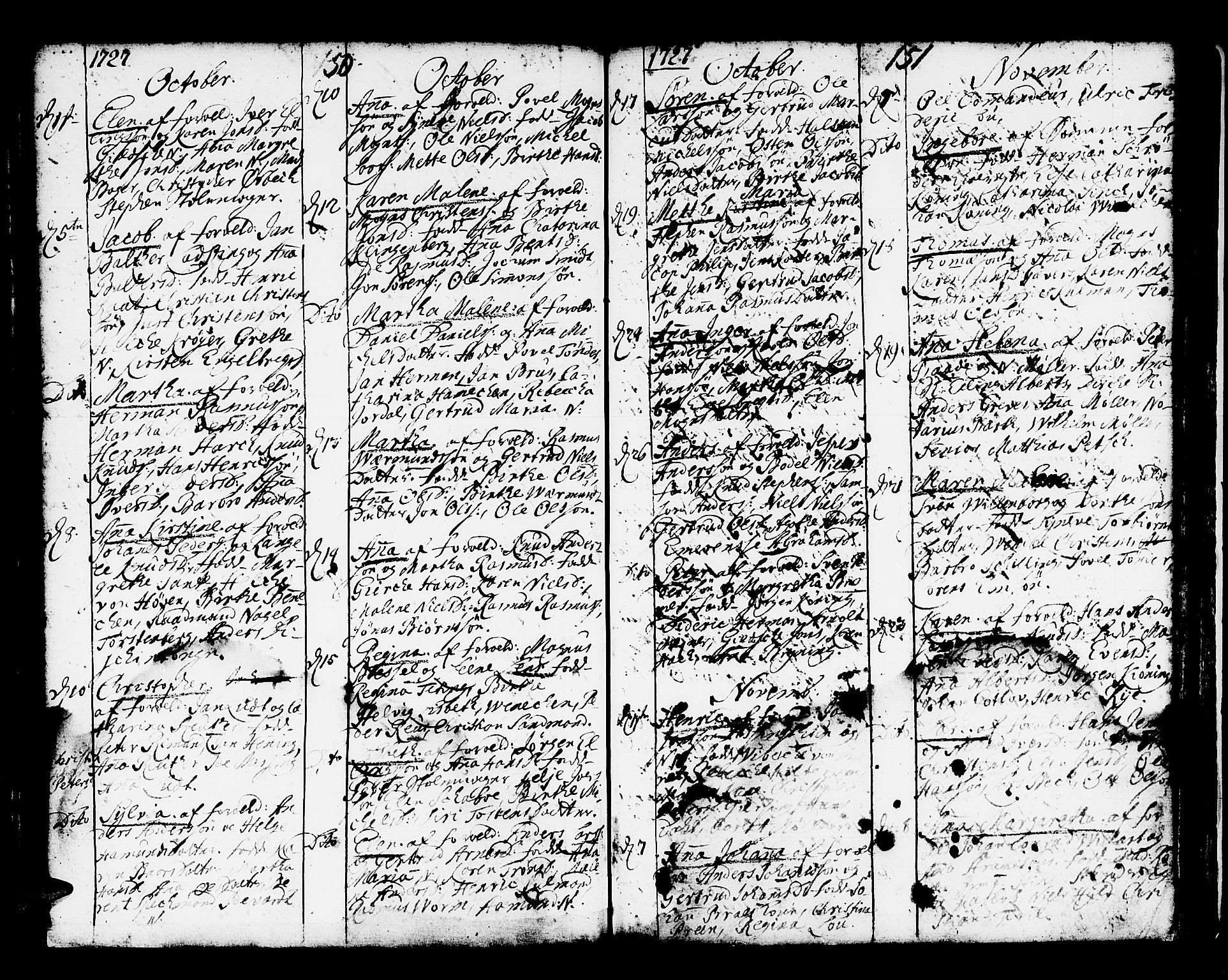 Domkirken sokneprestembete, SAB/A-74801/H/Haa/L0001: Parish register (official) no. A 1, 1719-1732, p. 150-151