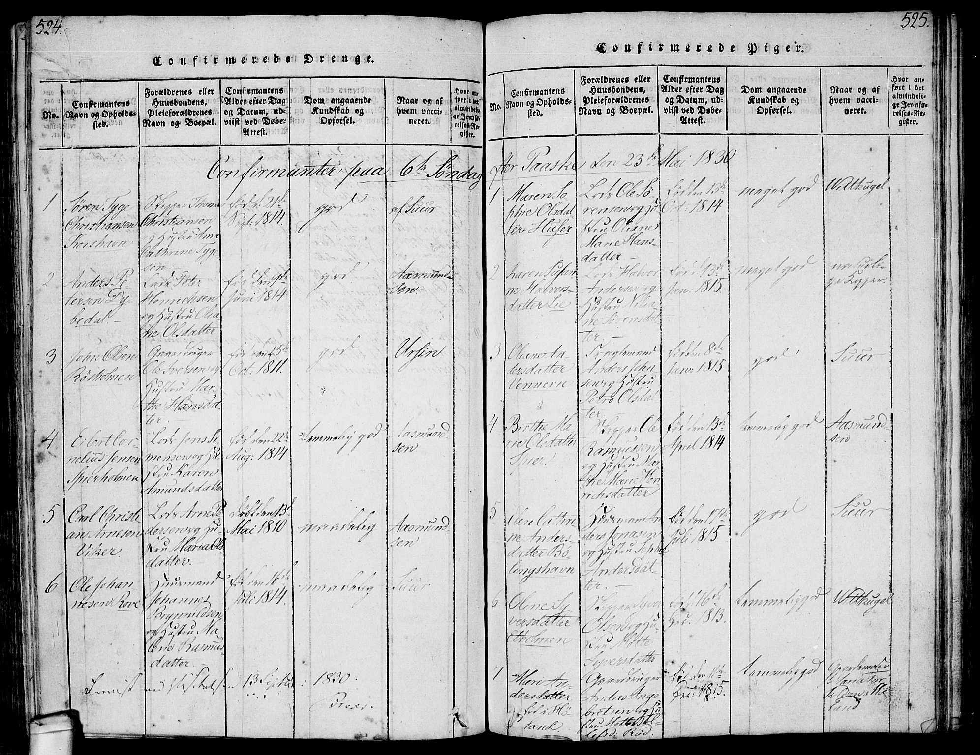 Hvaler prestekontor Kirkebøker, SAO/A-2001/F/Fa/L0005: Parish register (official) no. I 5, 1816-1845, p. 524-525