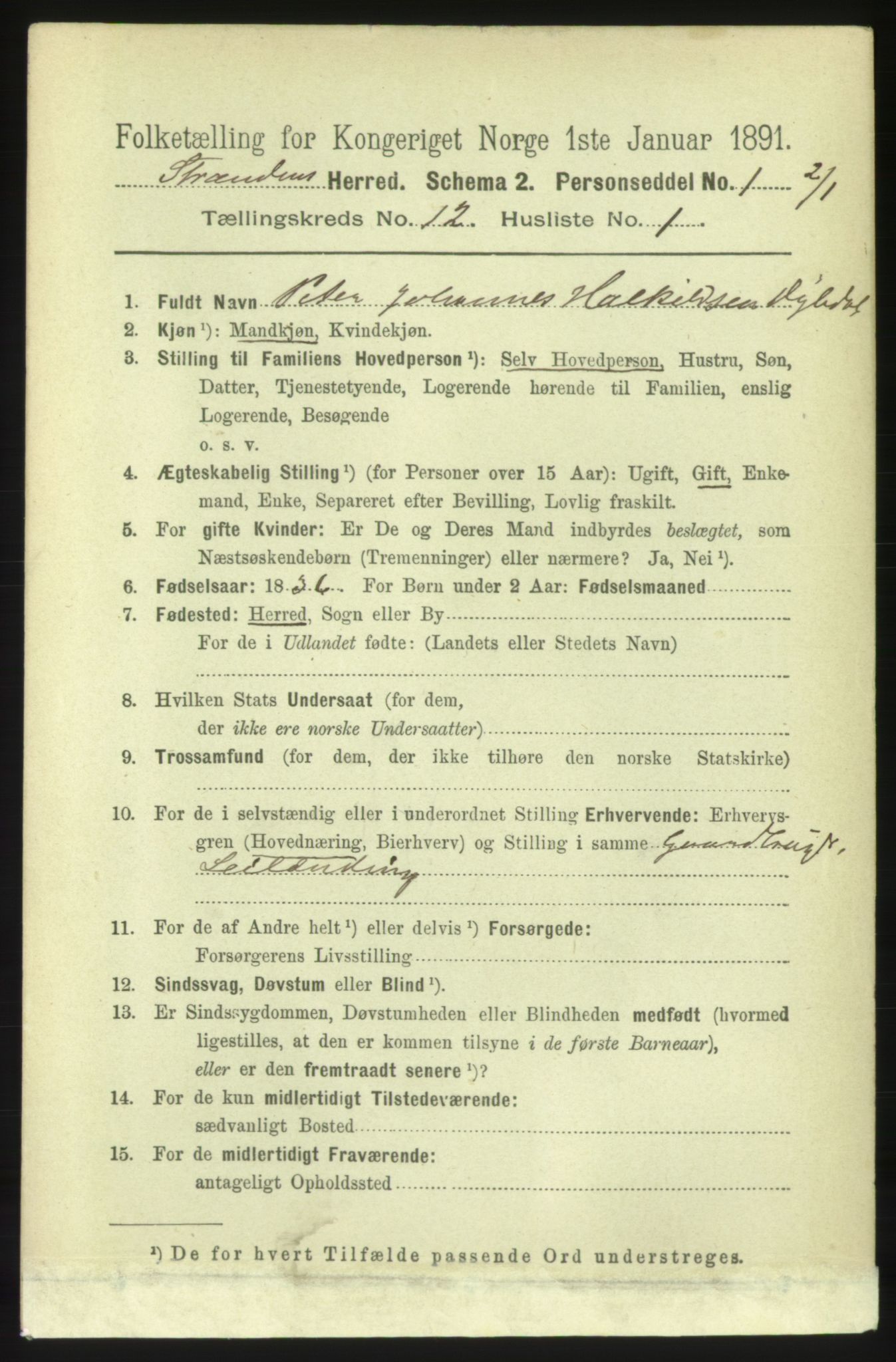 RA, 1891 census for 1525 Stranda, 1891, p. 2604