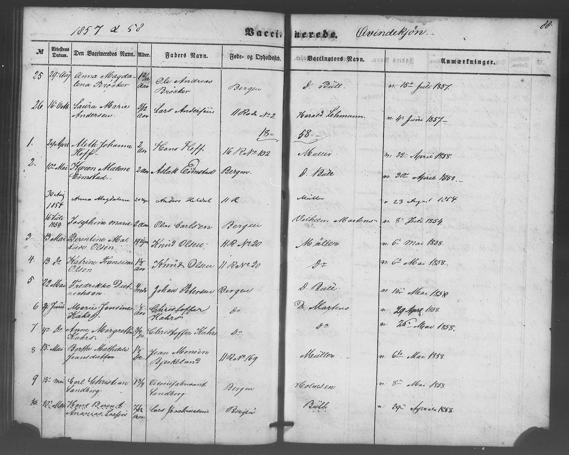 Domkirken sokneprestembete, SAB/A-74801/H/Haa/L0047: Parish register (official) no. F 2, 1852-1868, p. 88