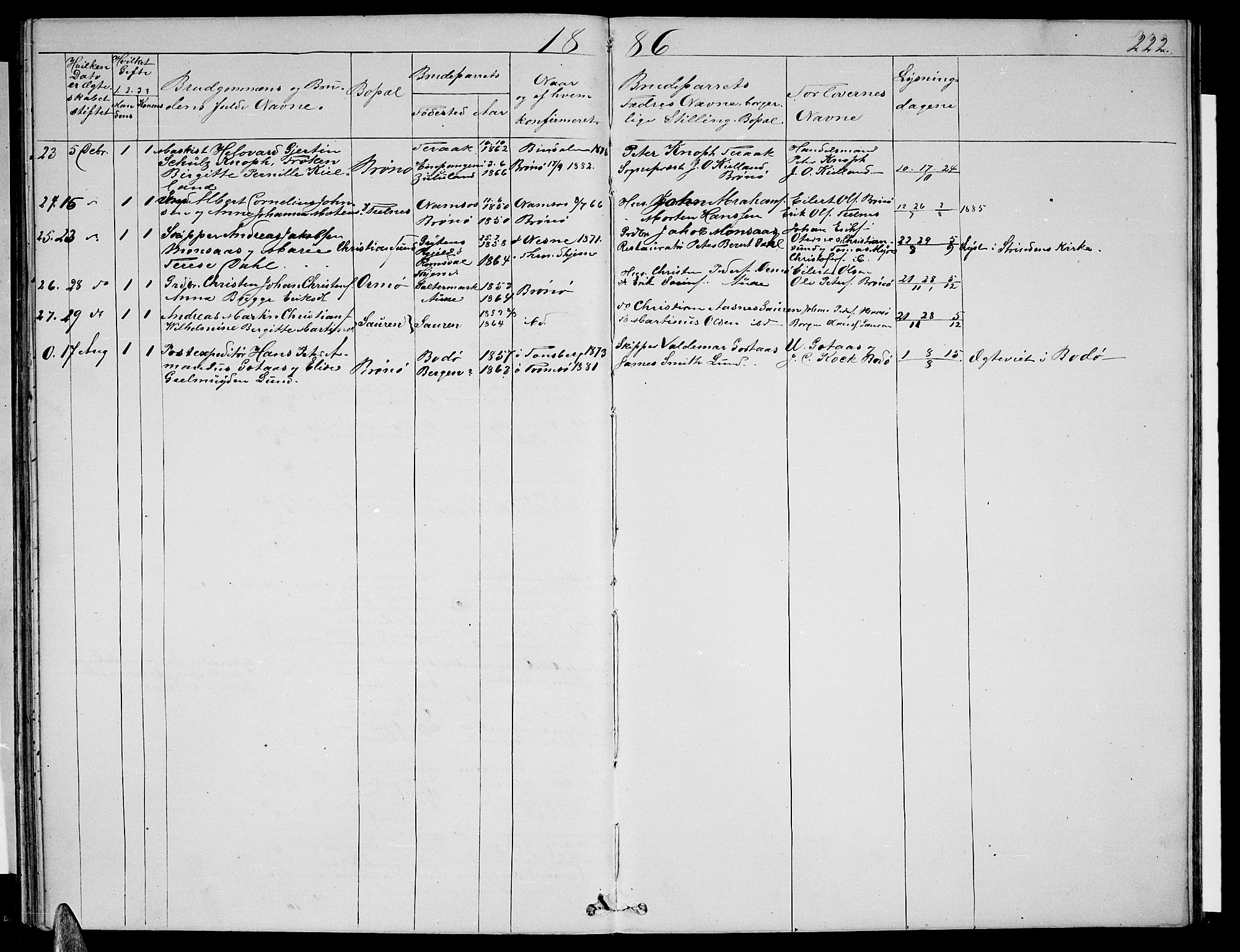 Ministerialprotokoller, klokkerbøker og fødselsregistre - Nordland, AV/SAT-A-1459/813/L0212: Parish register (copy) no. 813C04, 1864-1886, p. 222