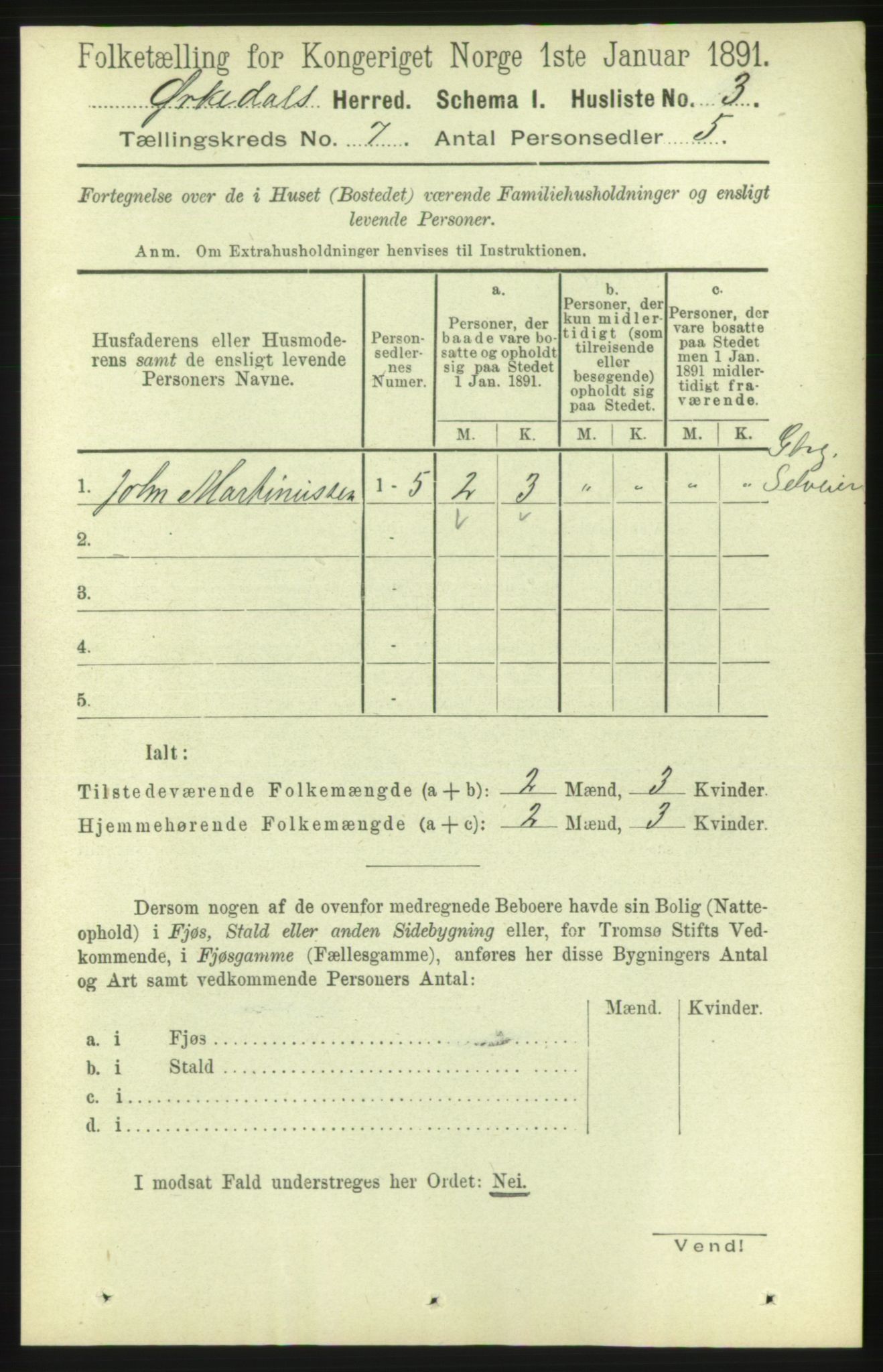 RA, 1891 census for 1638 Orkdal, 1891, p. 3364