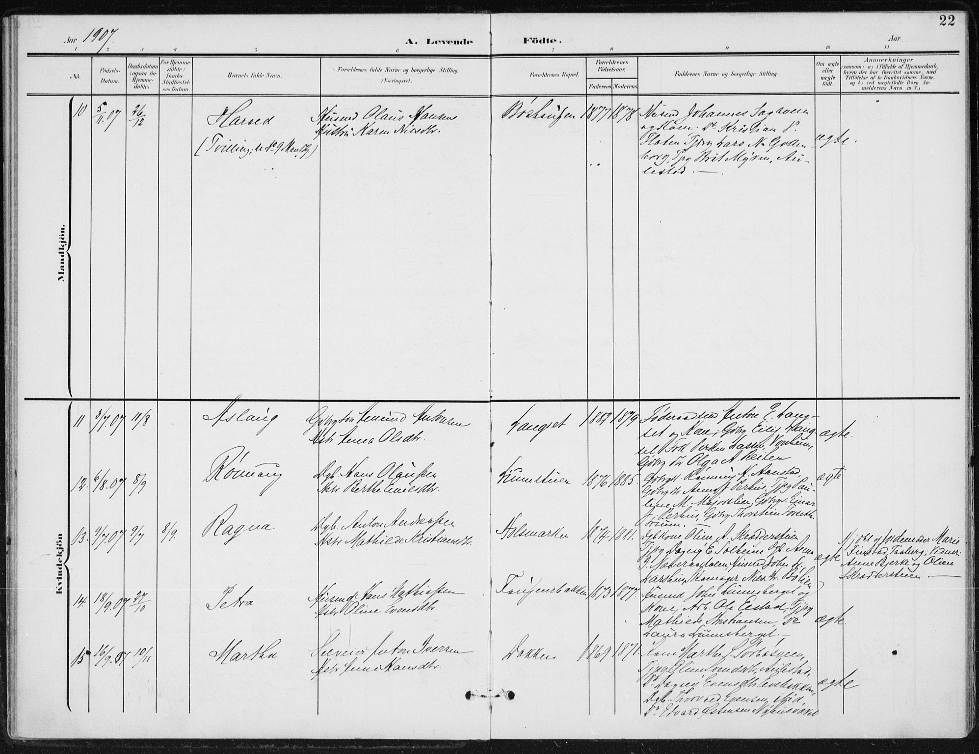 Østre Gausdal prestekontor, AV/SAH-PREST-092/H/Ha/Haa/L0005: Parish register (official) no. 5, 1902-1920, p. 22