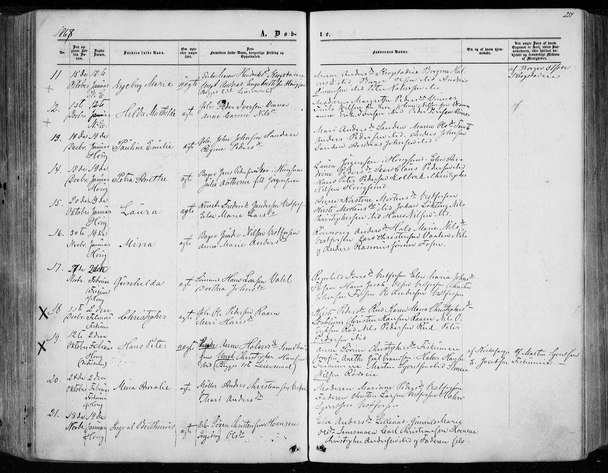 Eiker kirkebøker, SAKO/A-4/F/Fa/L0016: Parish register (official) no. I 16, 1860-1868, p. 251