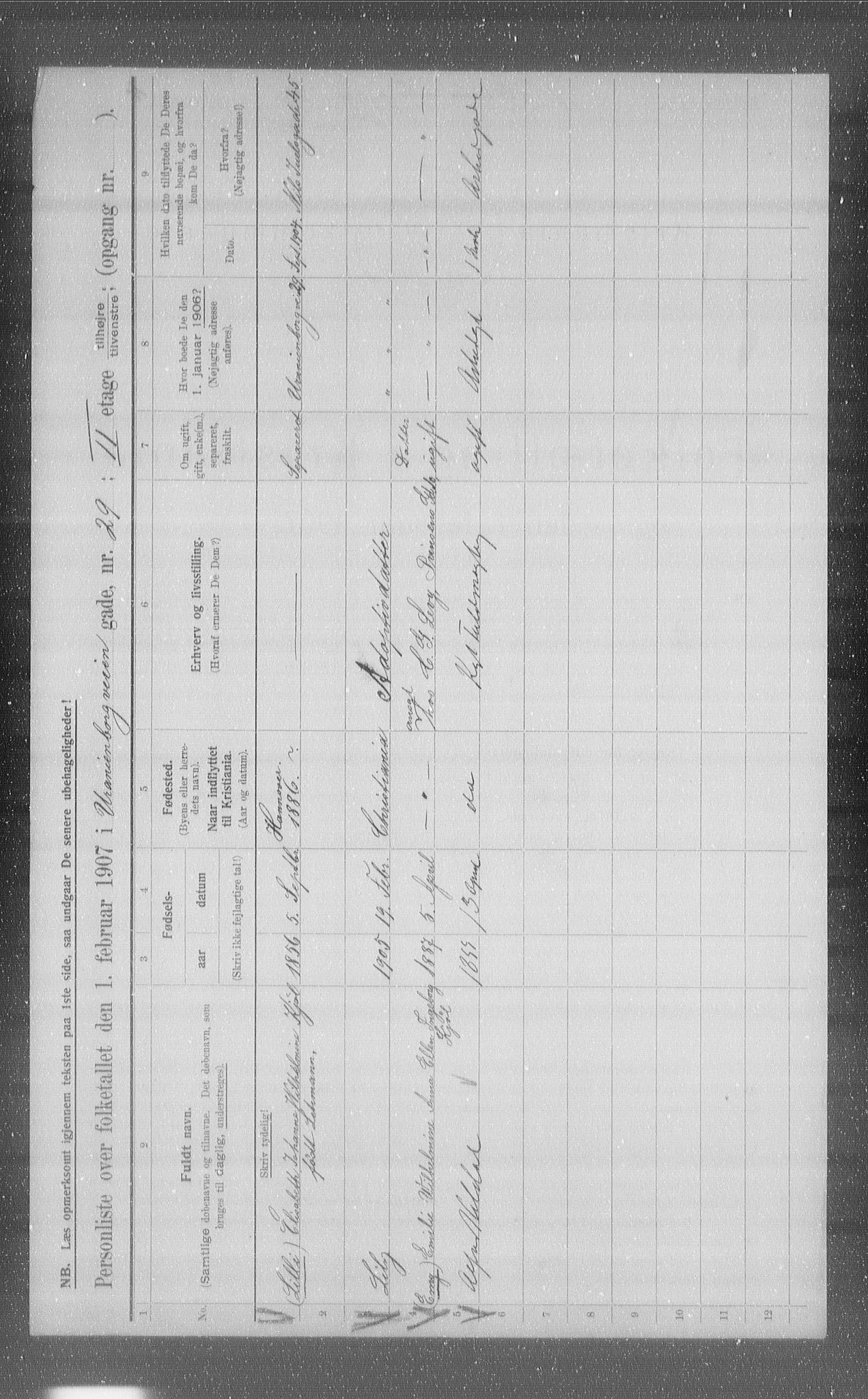 OBA, Municipal Census 1907 for Kristiania, 1907, p. 61341