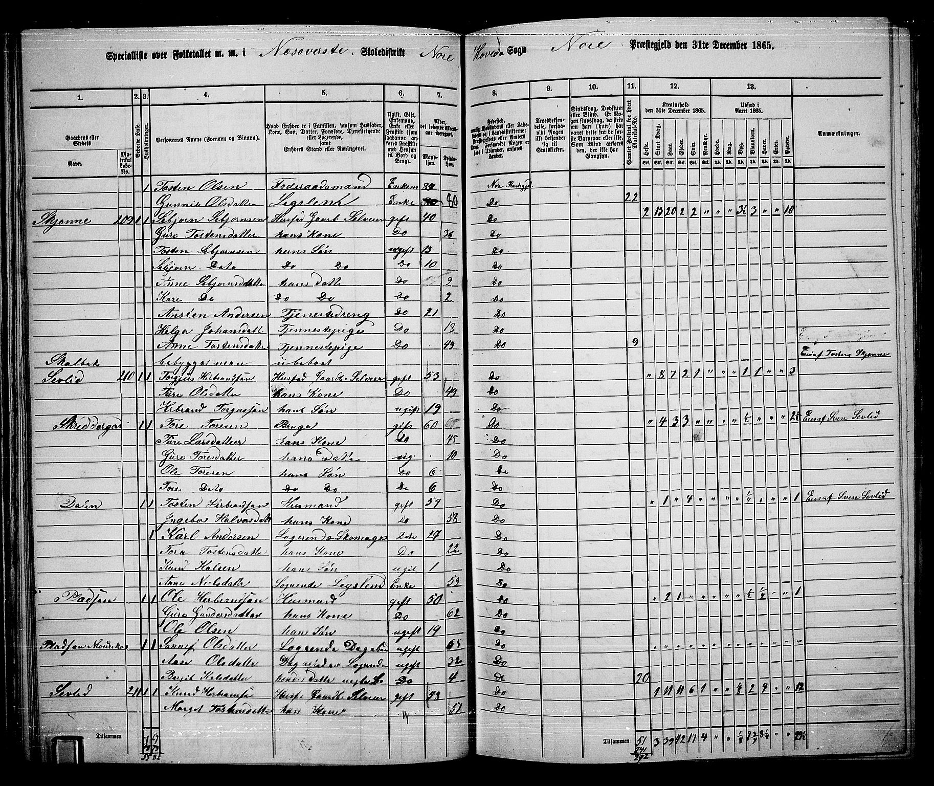 RA, 1865 census for Nore, 1865, p. 59