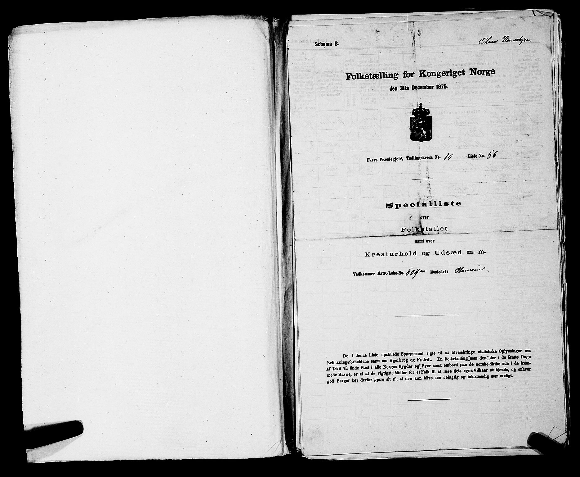 SAKO, 1875 census for 0624P Eiker, 1875, p. 1607