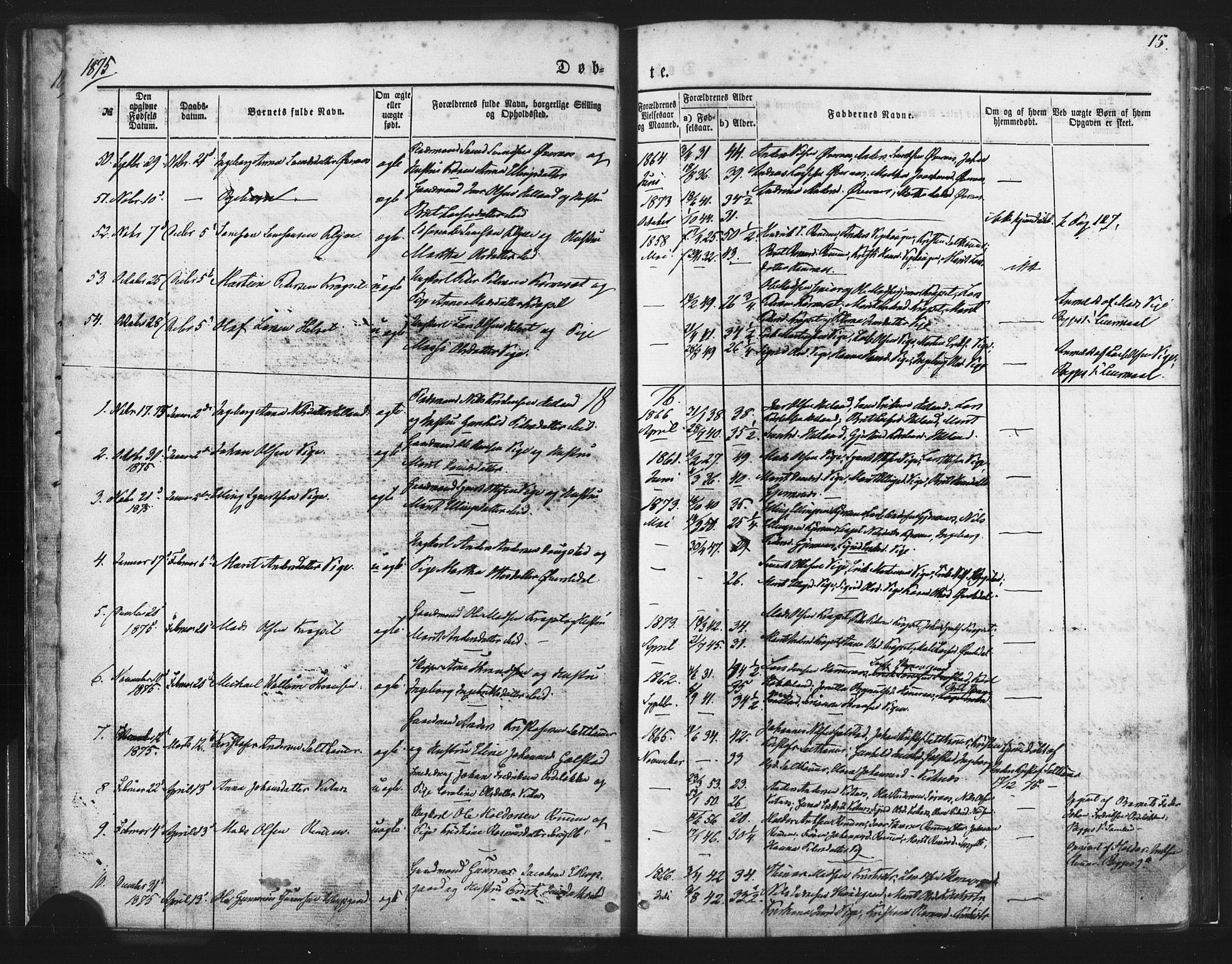 Ministerialprotokoller, klokkerbøker og fødselsregistre - Møre og Romsdal, AV/SAT-A-1454/539/L0530: Parish register (official) no. 539A03, 1872-1886, p. 15