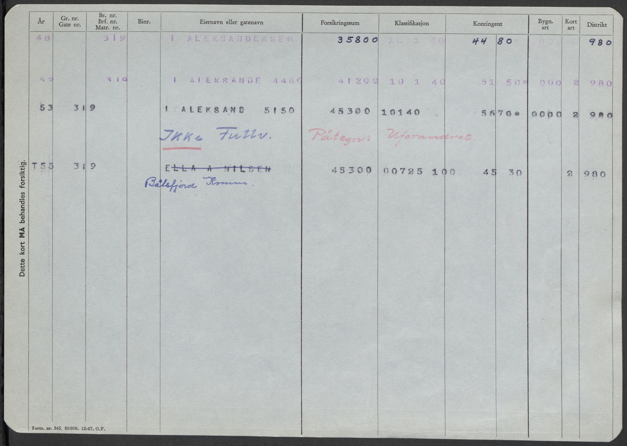 Norges Brannkasse, AV/RA-S-1549/E/Eu/L0017: Branntakster for Vardø by, 1864-1955, p. 623