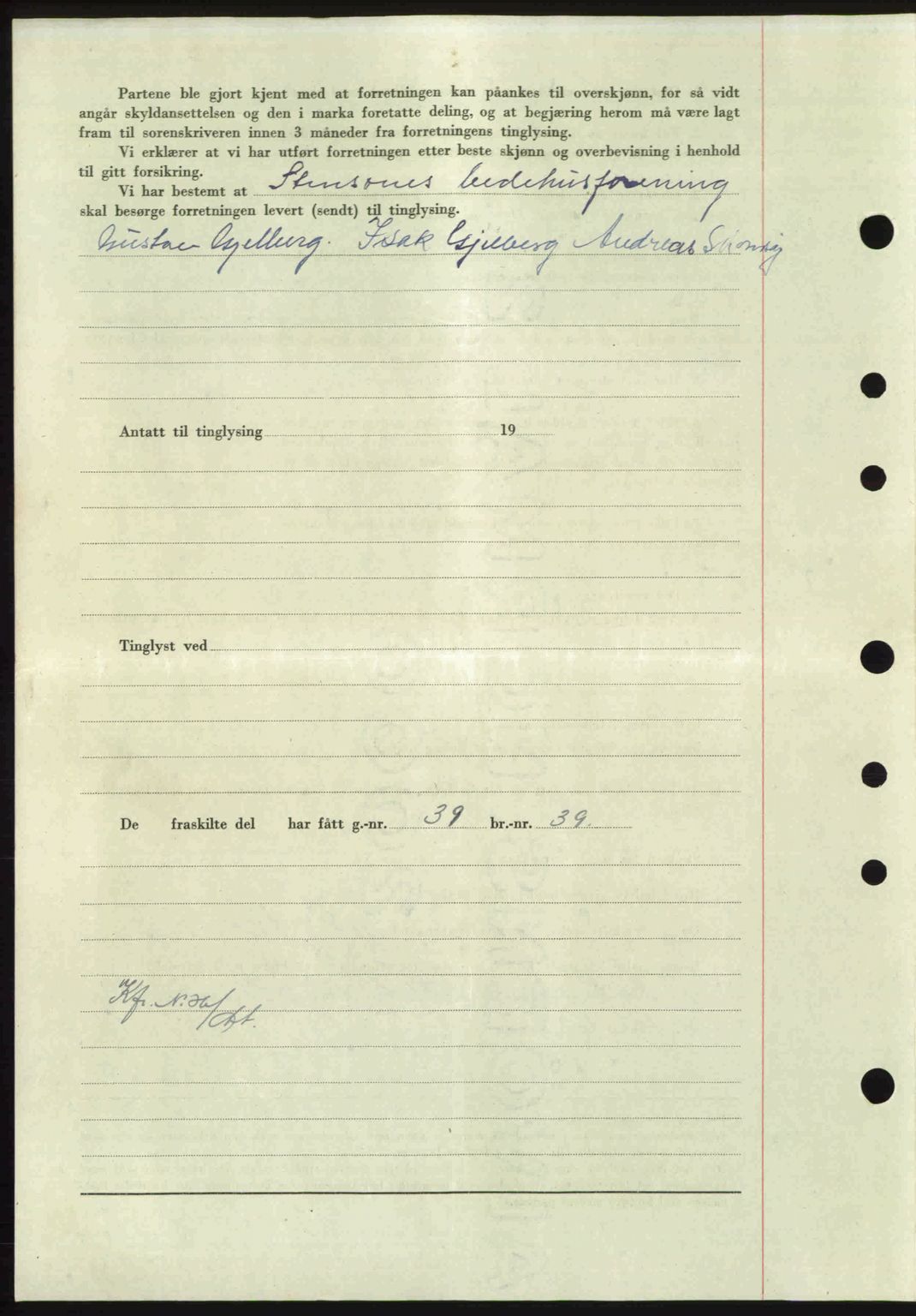 Nordmøre sorenskriveri, AV/SAT-A-4132/1/2/2Ca: Mortgage book no. A103, 1946-1947, Diary no: : 2390/1946