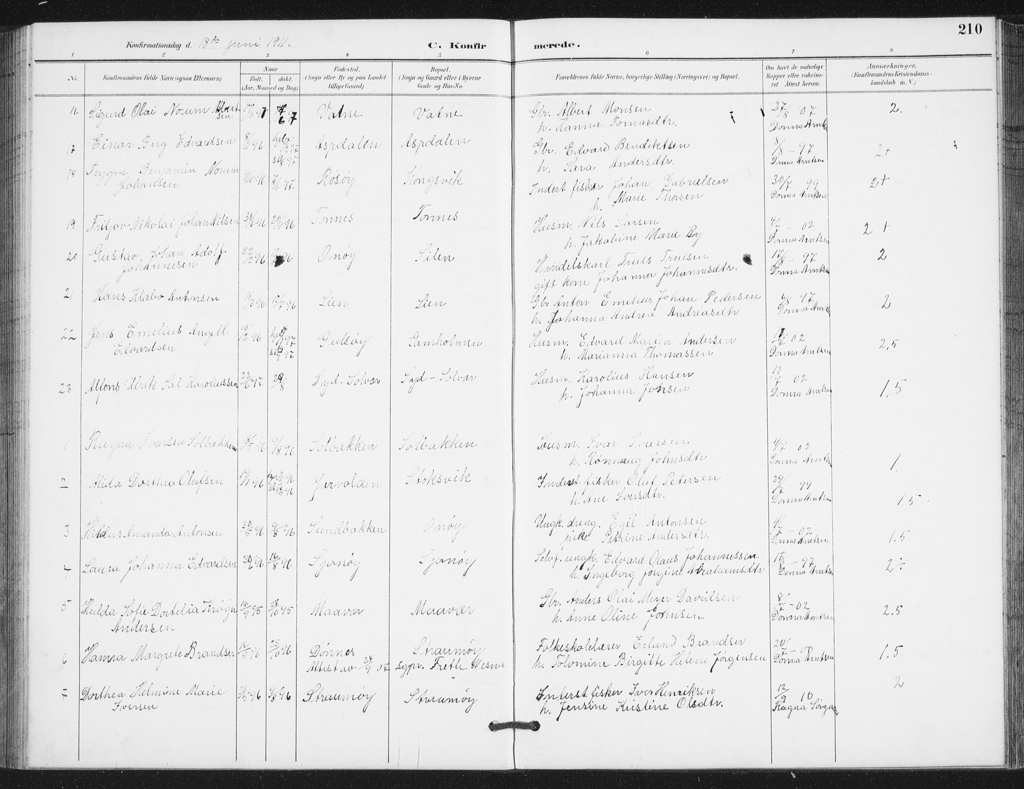 Ministerialprotokoller, klokkerbøker og fødselsregistre - Nordland, AV/SAT-A-1459/839/L0573: Parish register (copy) no. 839C03, 1892-1917, p. 210