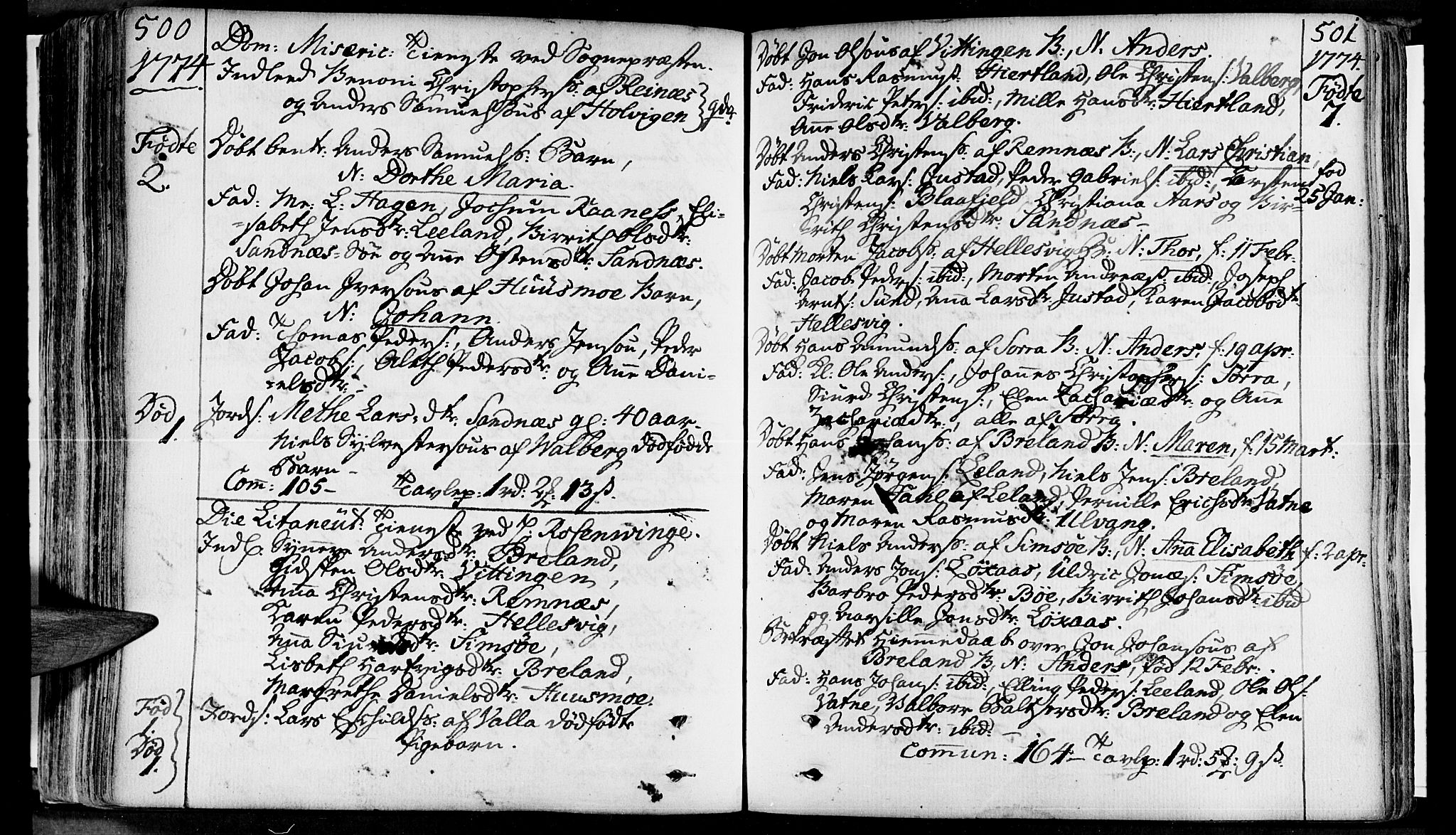 Ministerialprotokoller, klokkerbøker og fødselsregistre - Nordland, AV/SAT-A-1459/830/L0437: Parish register (official) no. 830A05 /2, 1768-1776, p. 500-501