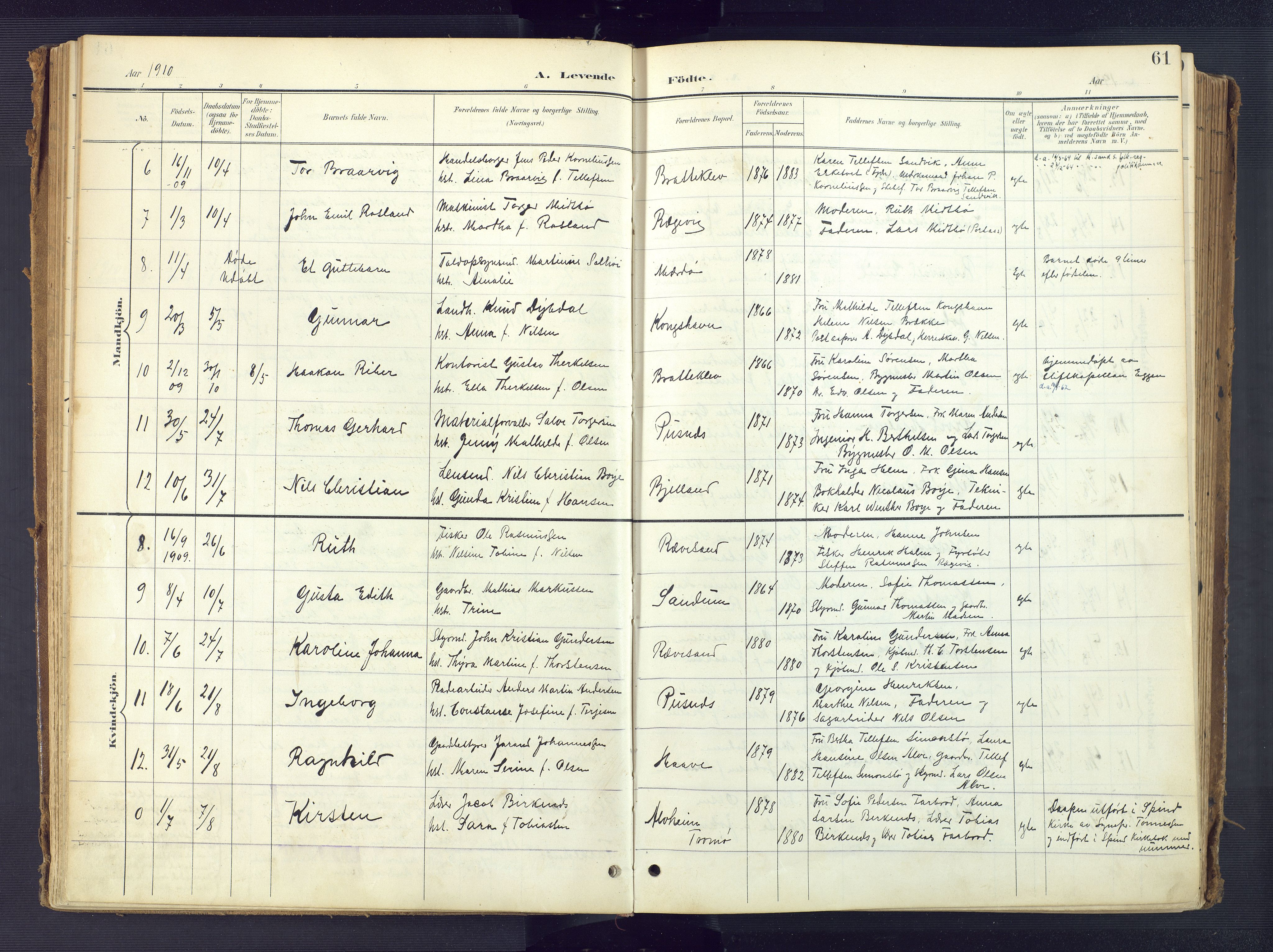 Tromøy sokneprestkontor, AV/SAK-1111-0041/F/Fa/L0010: Parish register (official) no. A 10, 1896-1912, p. 61