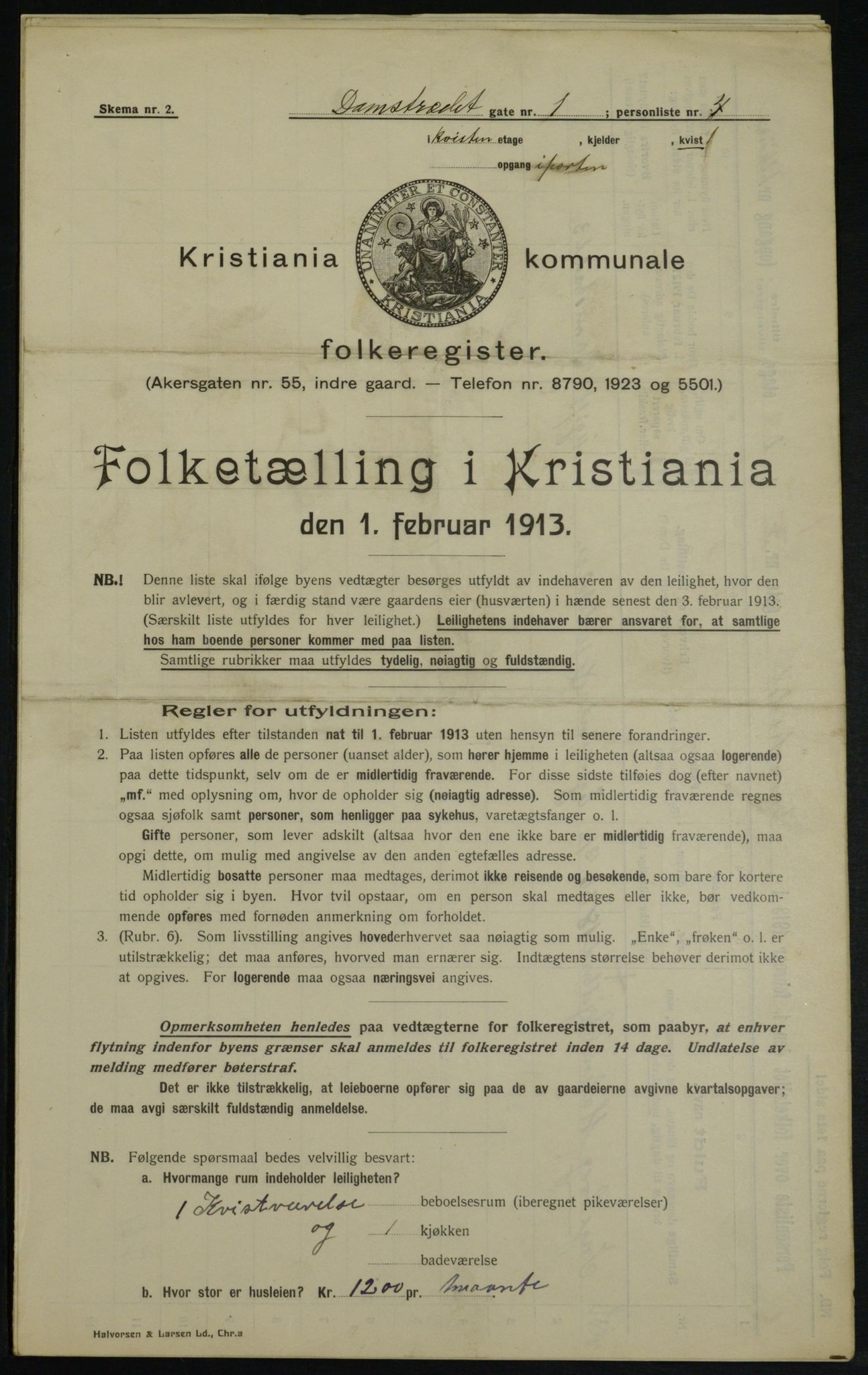 OBA, Municipal Census 1913 for Kristiania, 1913, p. 14415