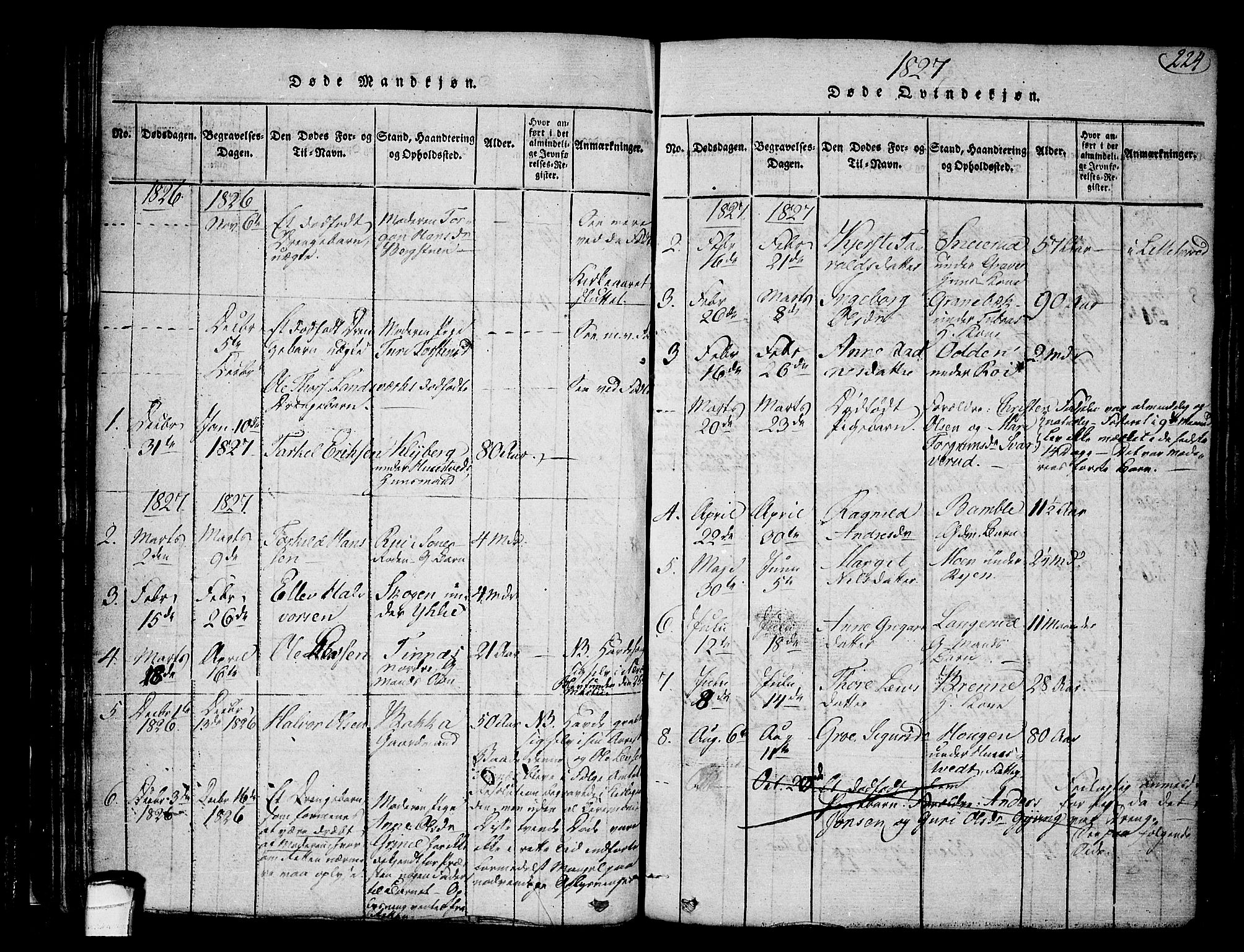 Heddal kirkebøker, AV/SAKO-A-268/F/Fa/L0005: Parish register (official) no. I 5, 1814-1837, p. 223-224