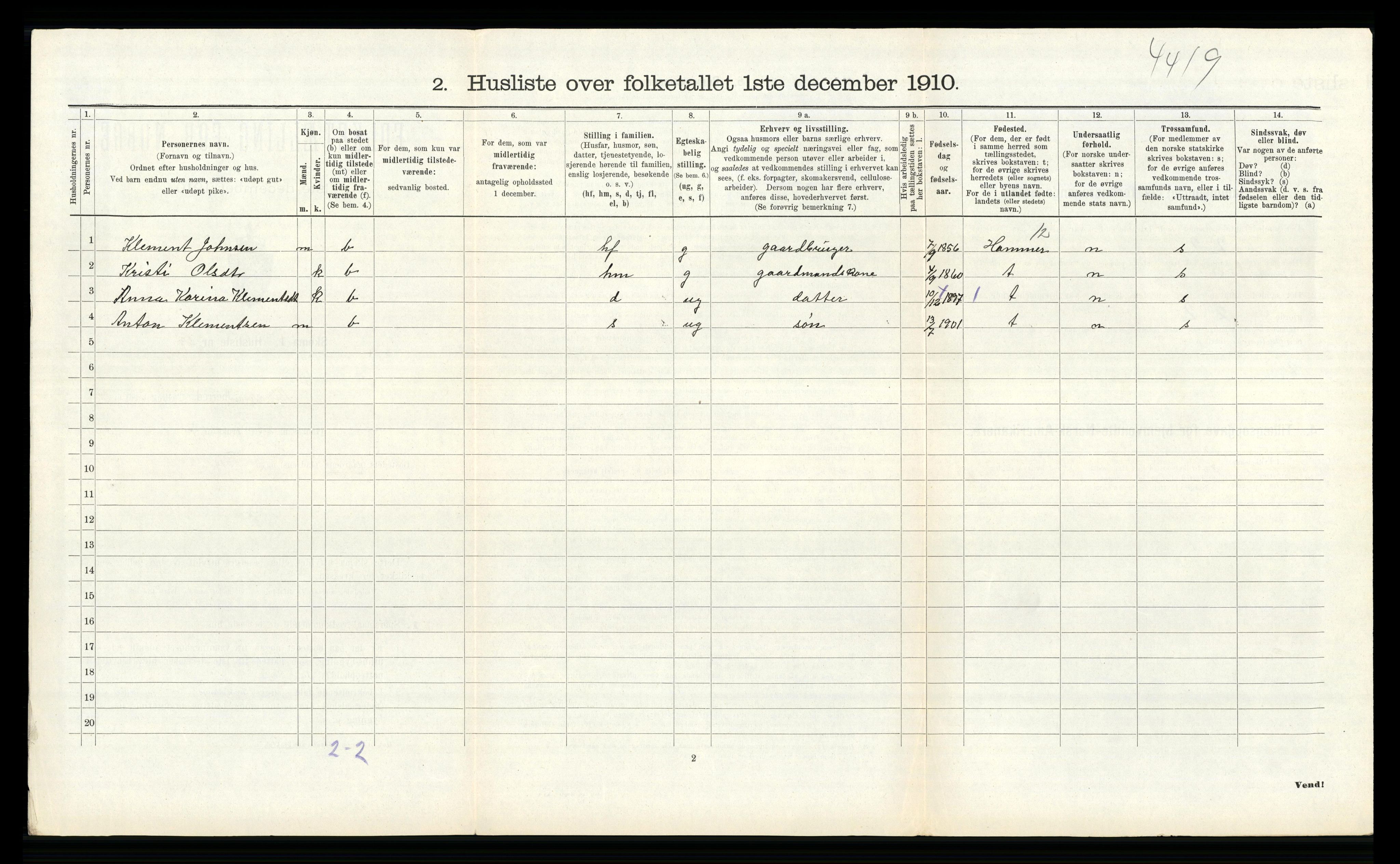 RA, 1910 census for Alversund, 1910, p. 411