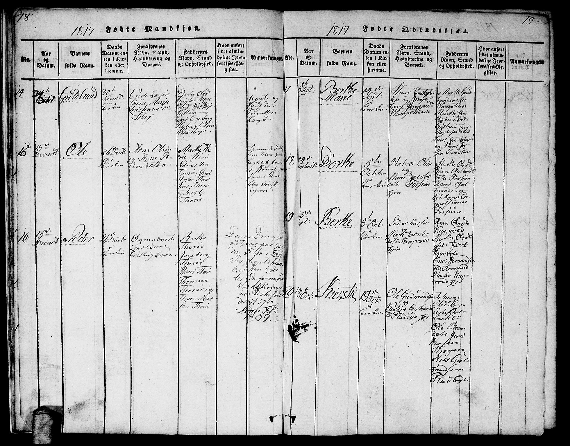 Gjerdrum prestekontor Kirkebøker, SAO/A-10412b/F/Fa/L0004: Parish register (official) no. I 4, 1816-1836, p. 18-19