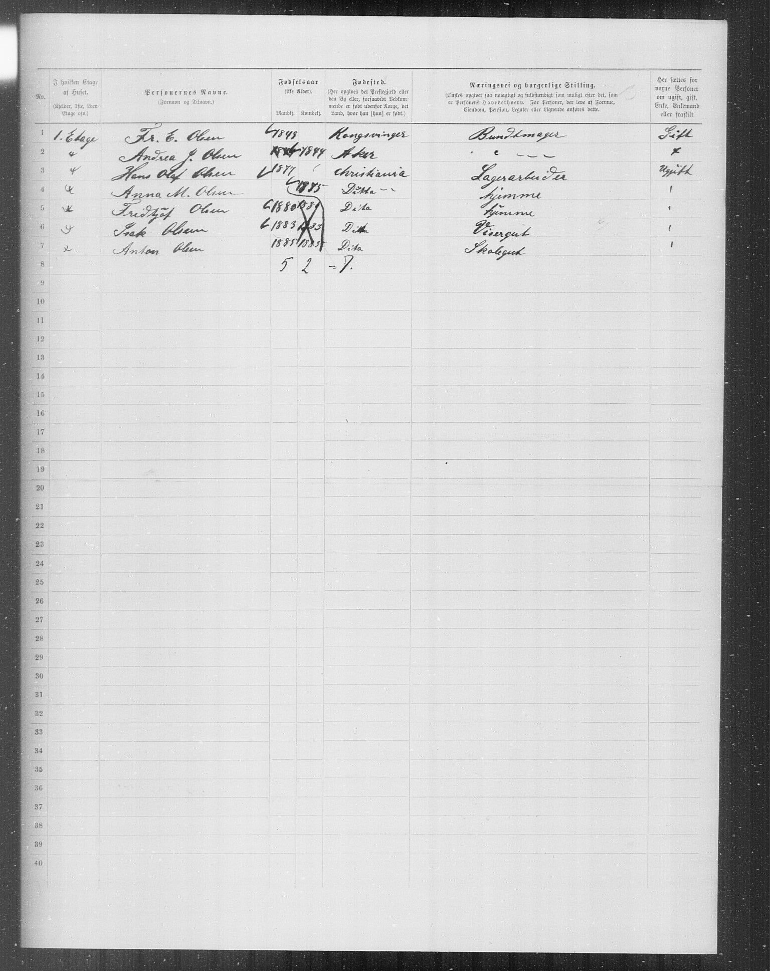 OBA, Municipal Census 1899 for Kristiania, 1899, p. 7498